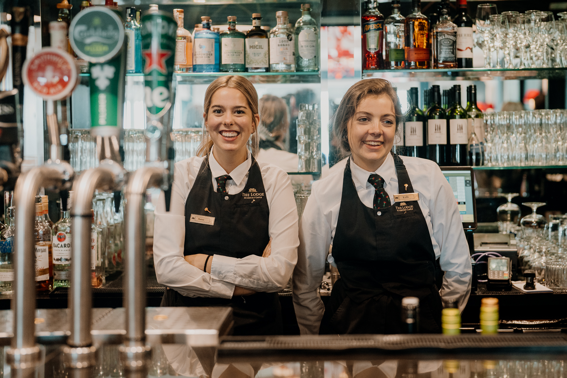 A couple of women in a bar