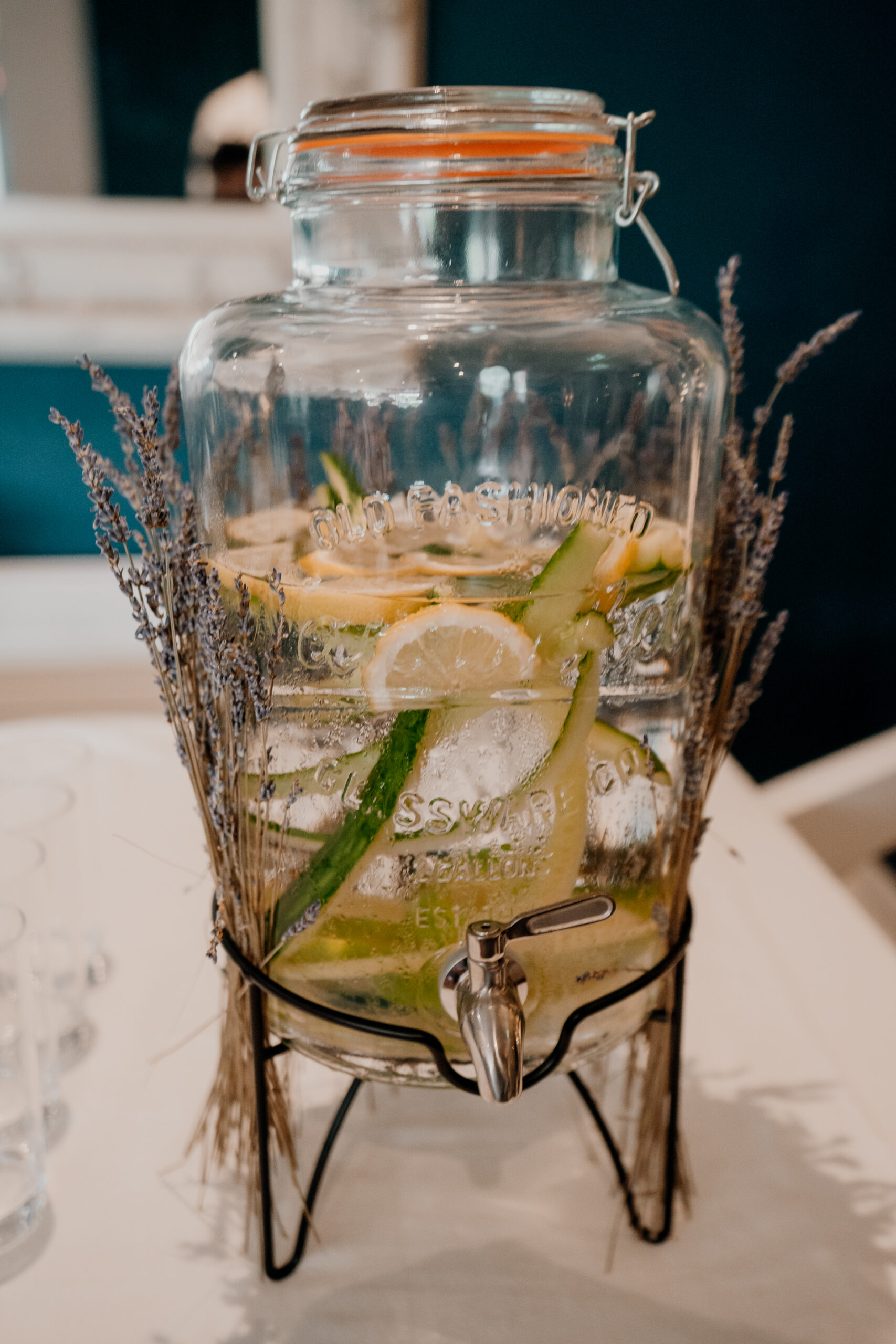 A glass jar with a liquid in it