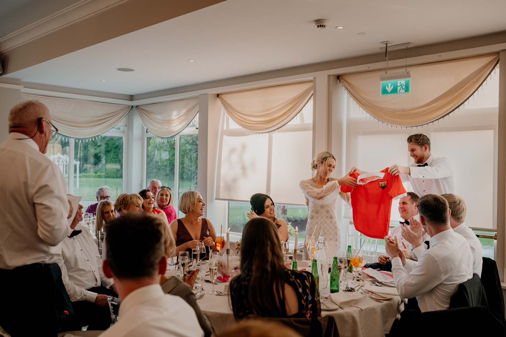 A wedding party in a tent