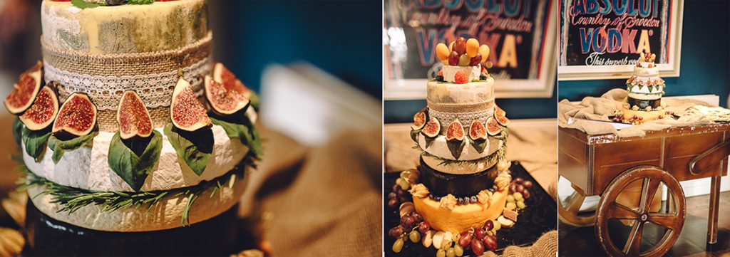 A cake with fruit on top of a table