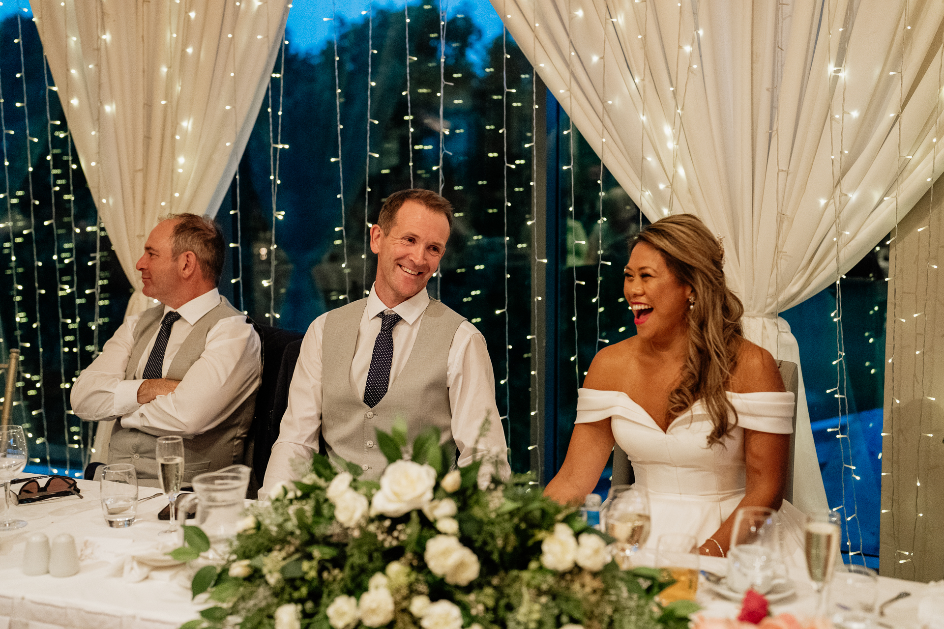 A bride and groom at a wedding