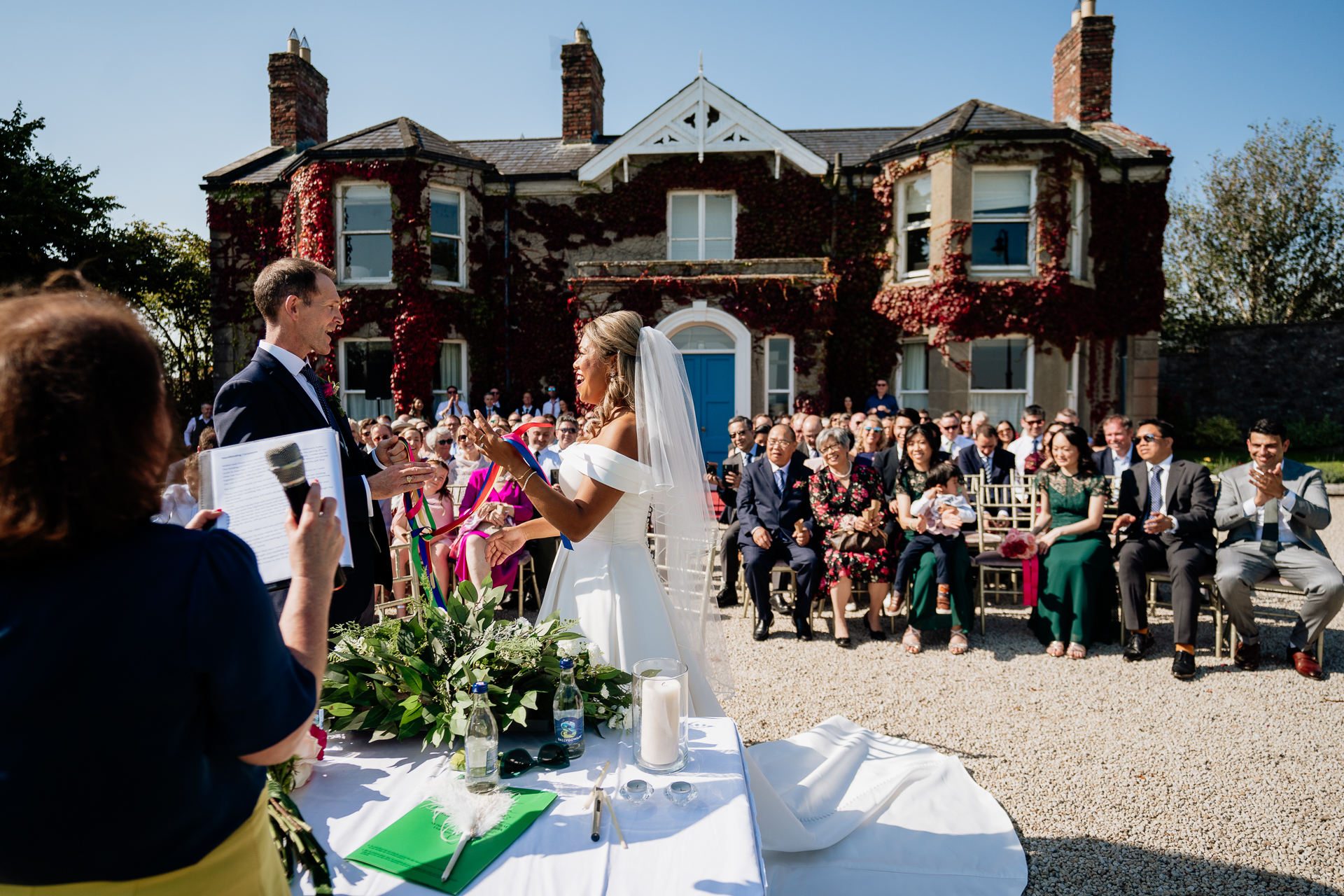 A bride and groom at a wedding