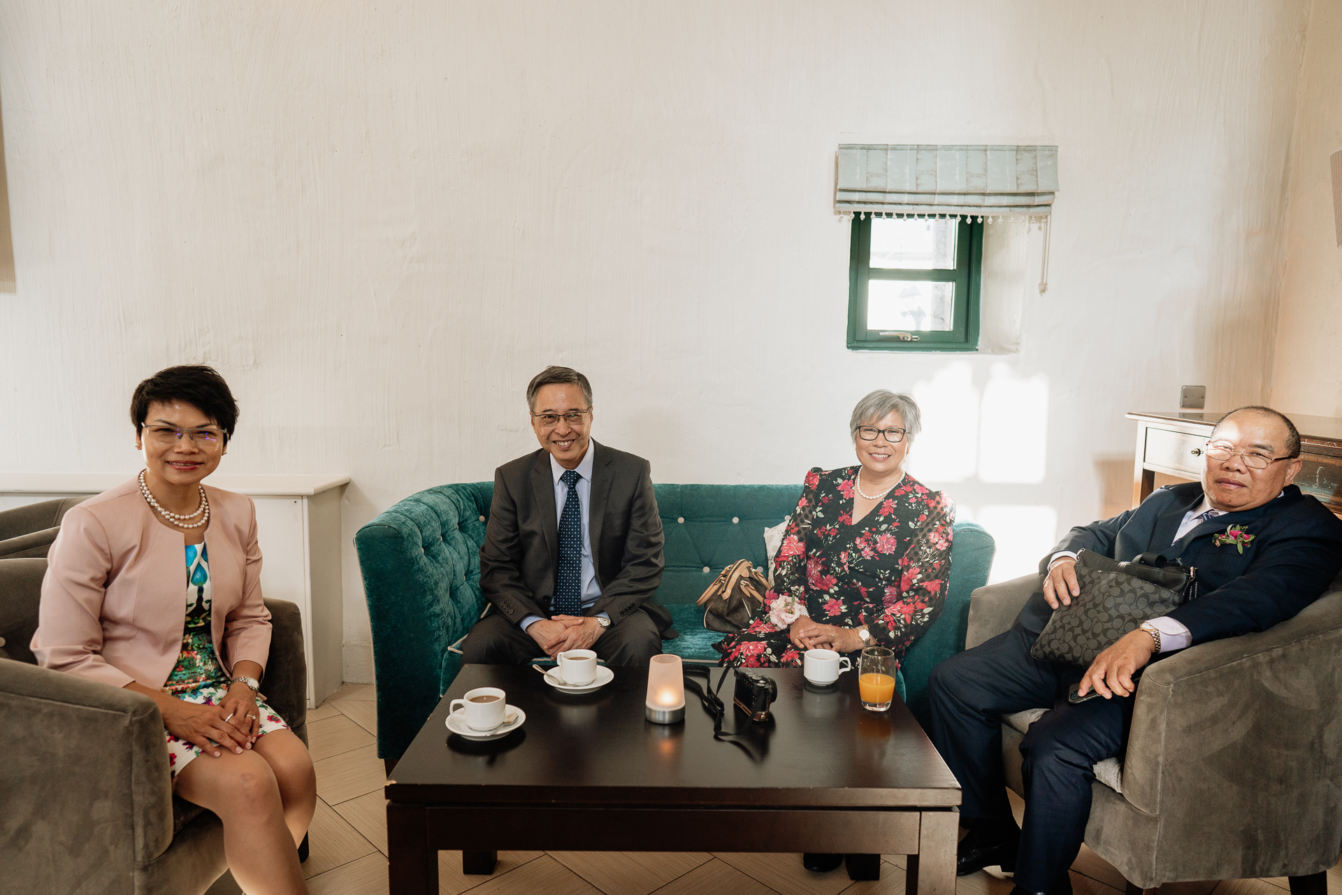 A group of people sitting on a couch