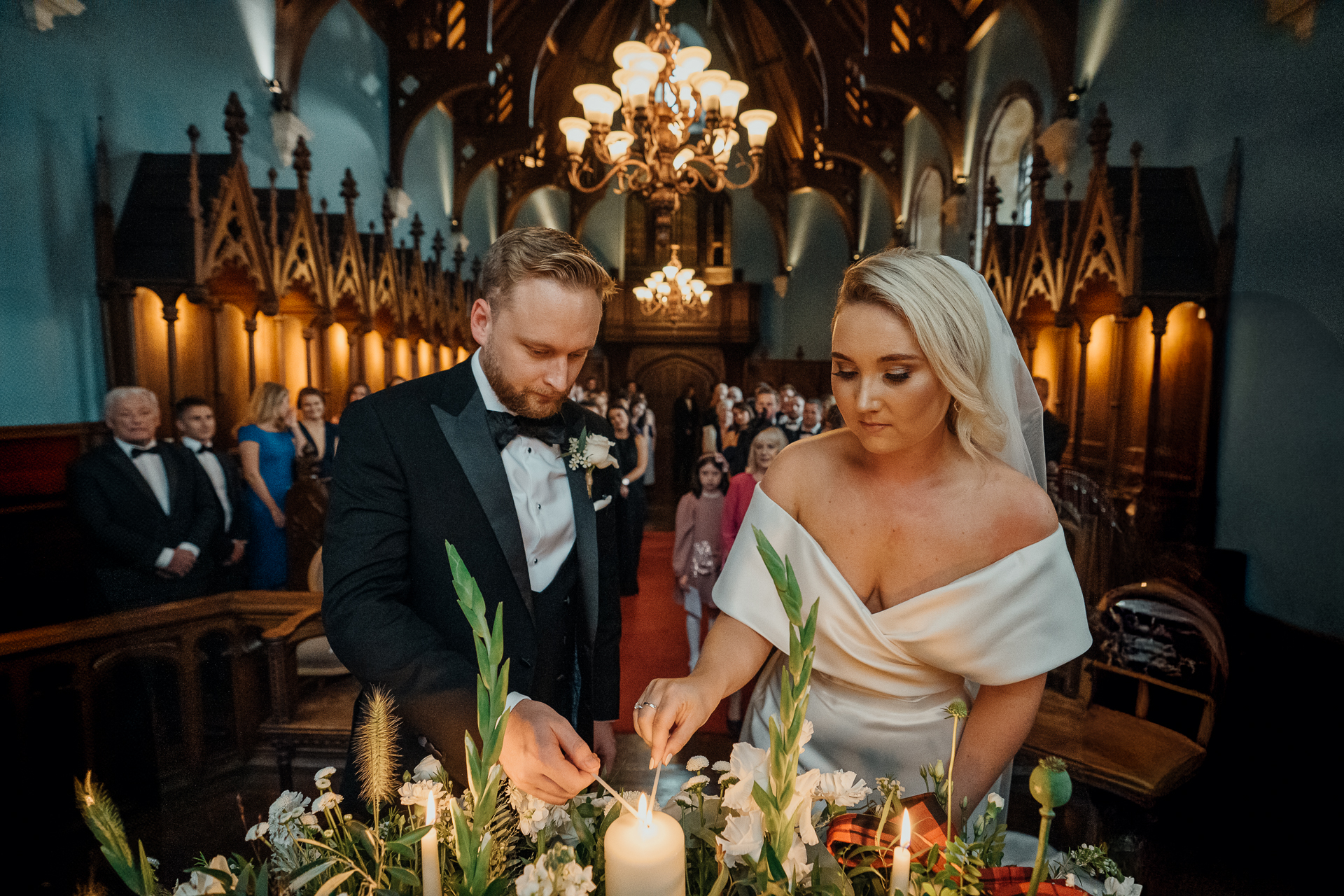 A man and woman in formal wear