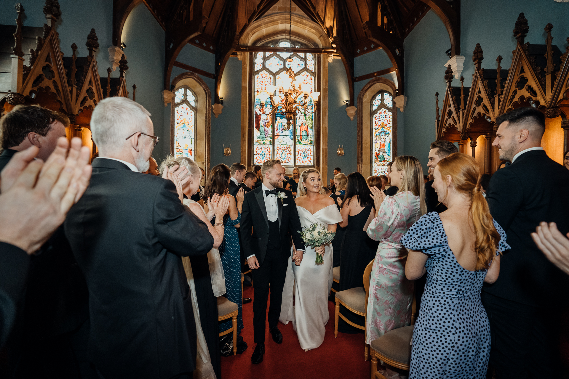 A group of people in a church