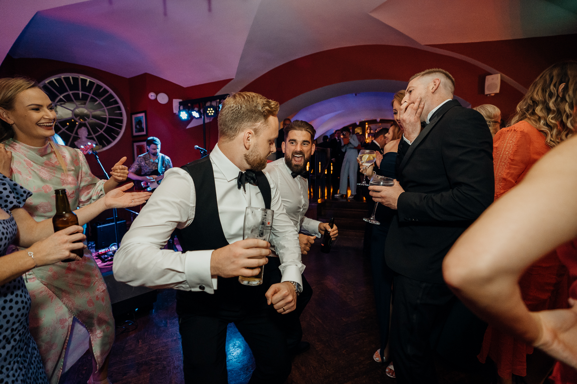 A group of people drinking beer