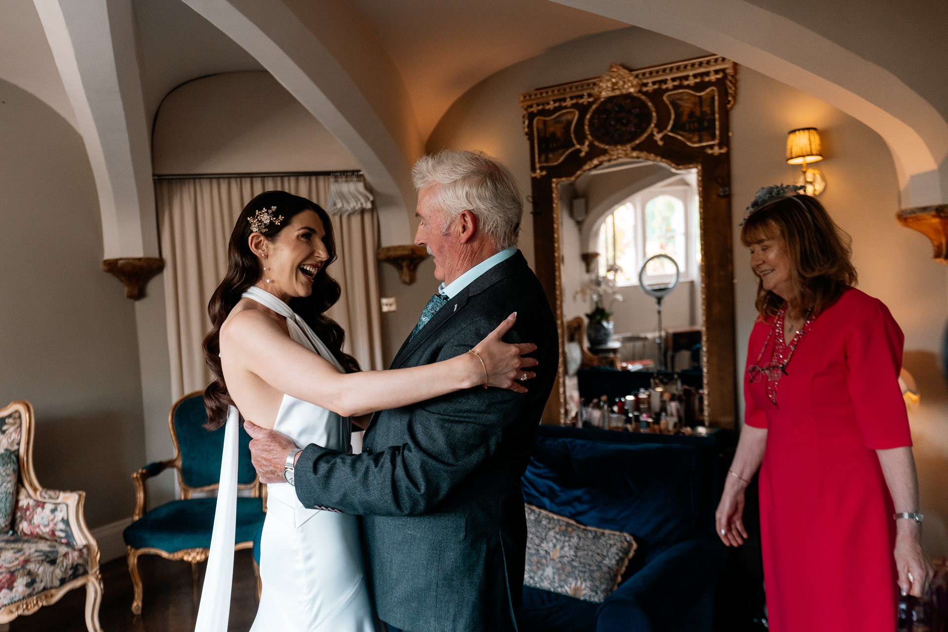 Bride getting ready in the Butler Kitchen at Markree Castle – candid and elegant moment by Dublin Wedding Photographer