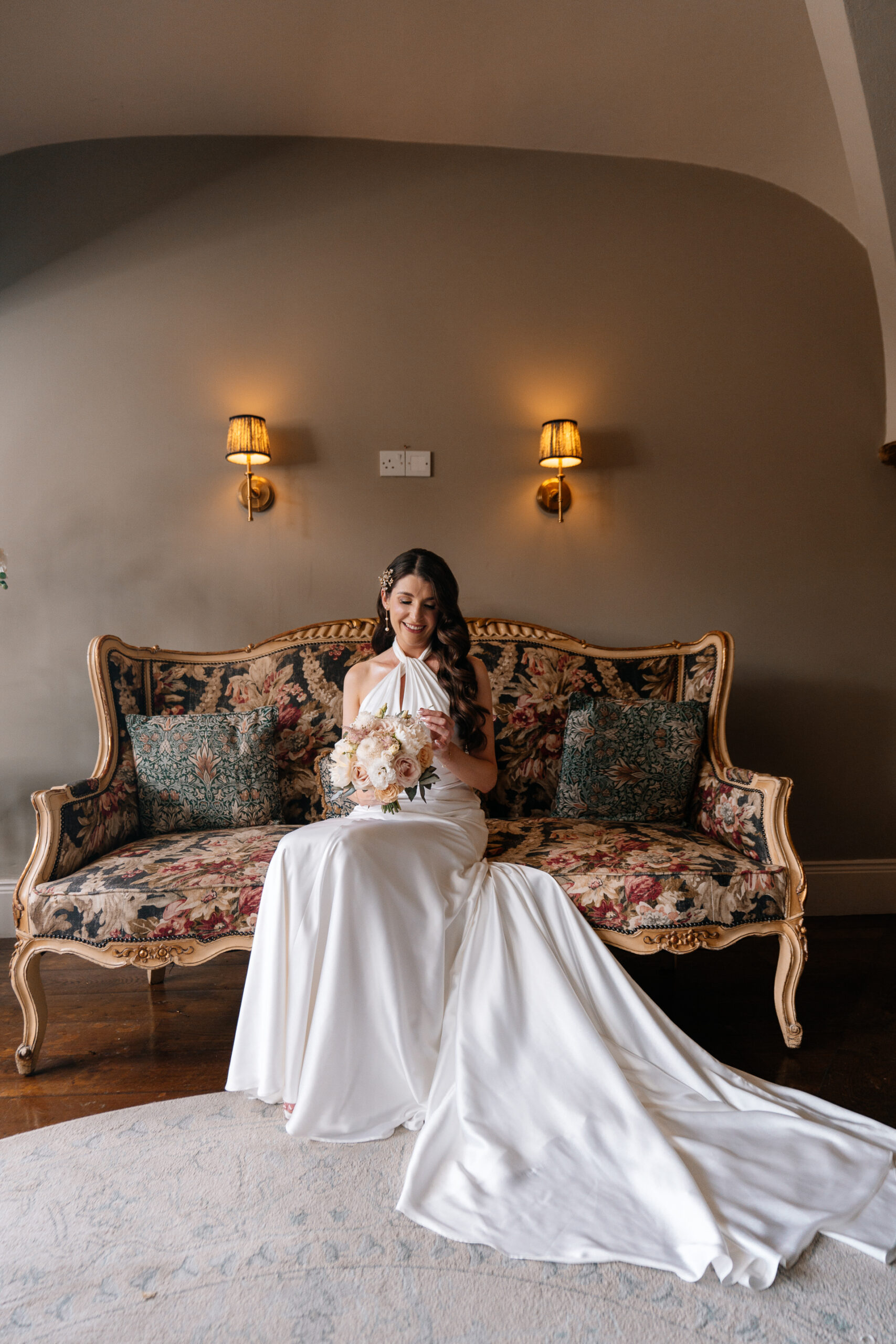 Bride getting ready in the Butler Kitchen at Markree Castle – candid and elegant moment by Dublin Wedding Photographer