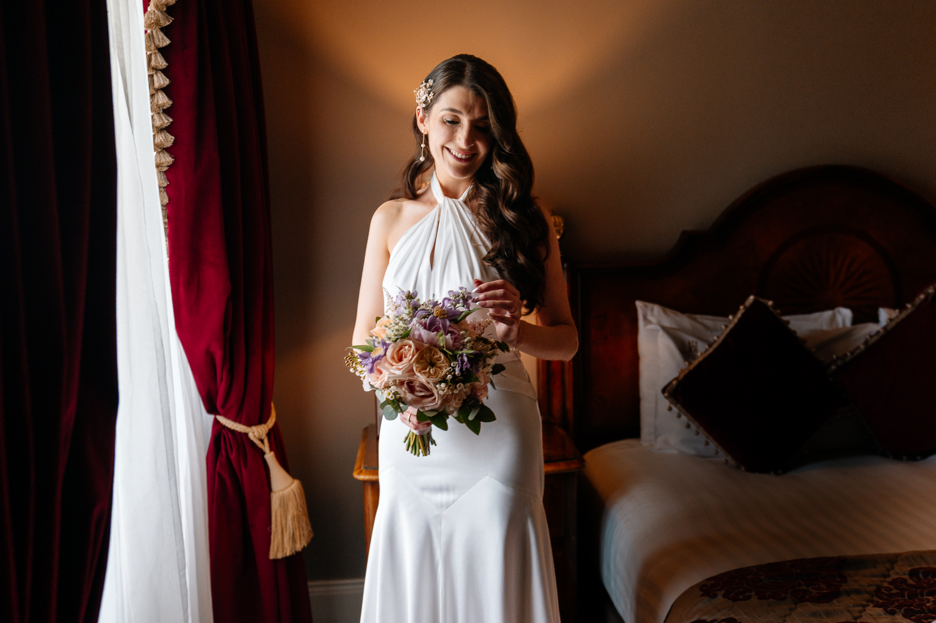 Bride getting ready in the Butler Kitchen at Markree Castle – candid and elegant moment by Dublin Wedding Photographer