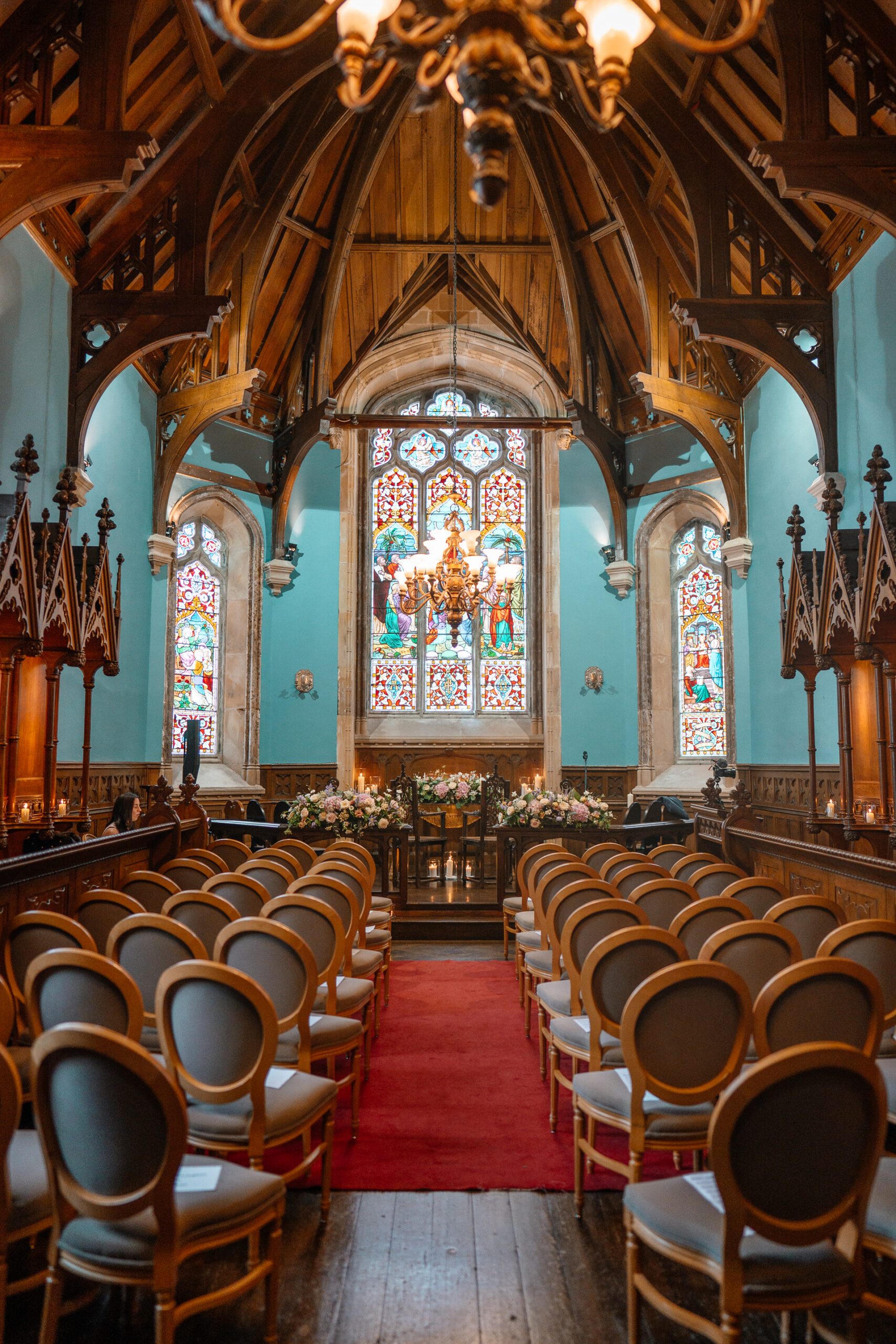 Wedding ceremony in the historic chapel at Markree Castle with natural light and emotional moments