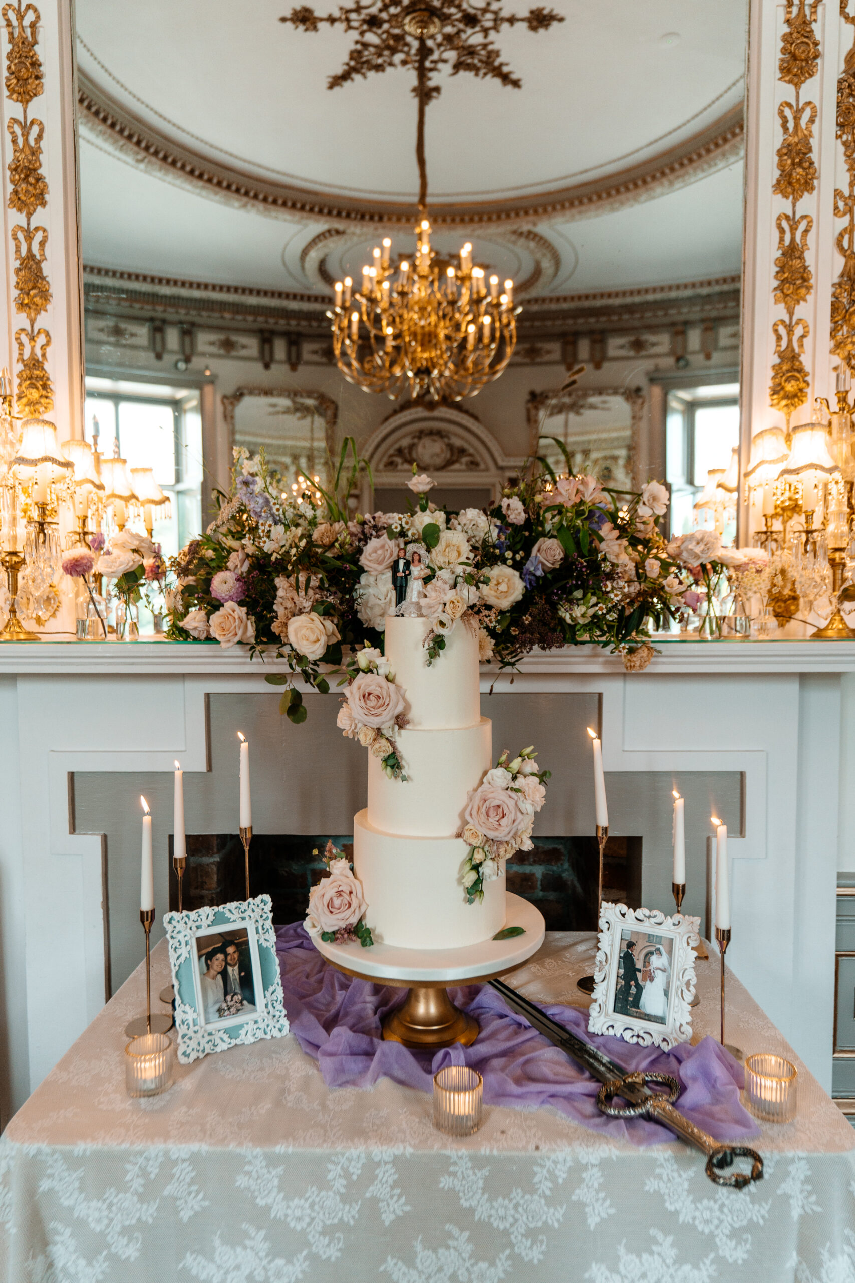 Elegant wedding table setup at Markree Castle dining room – floral details and romantic décor