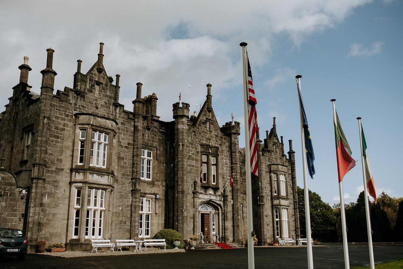 A castle on top of a building