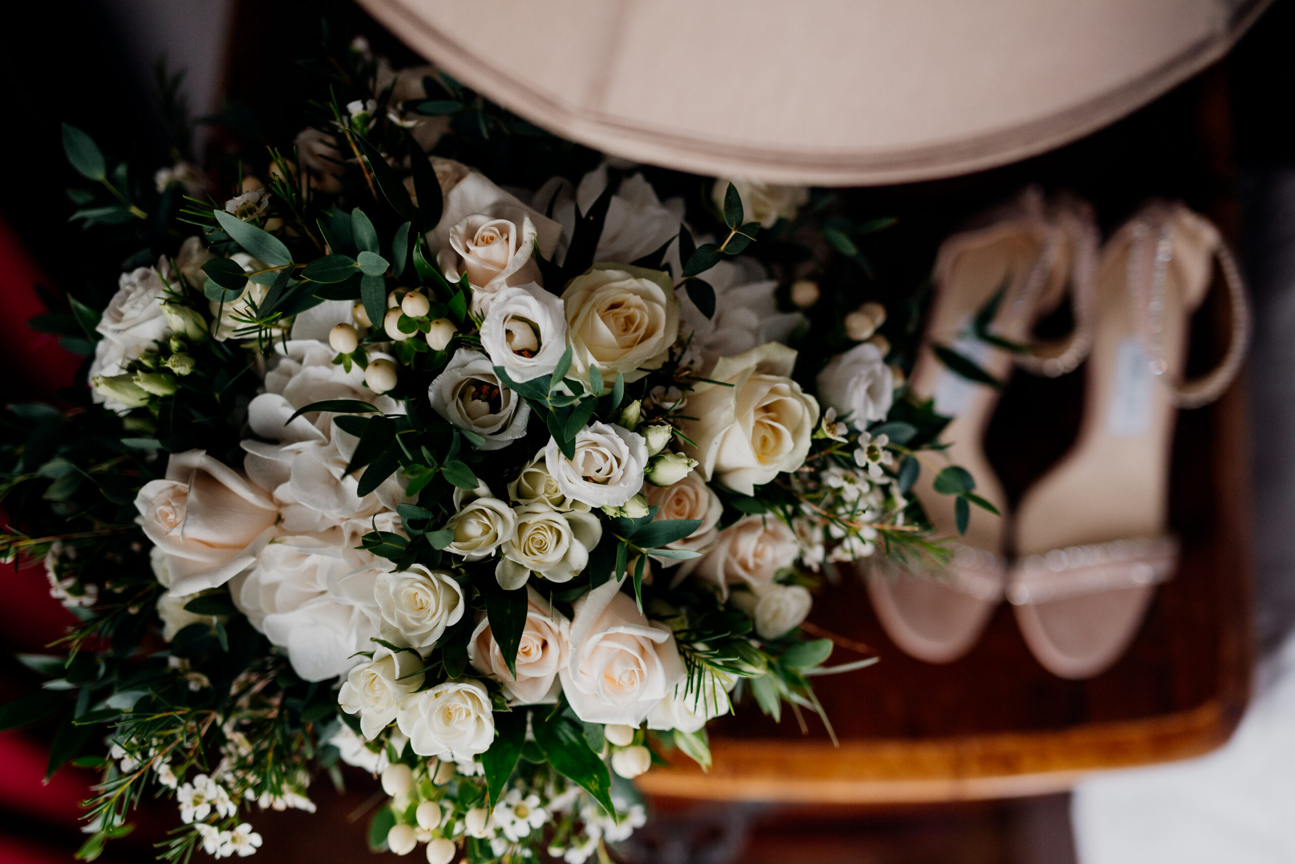 A vase with white flowers