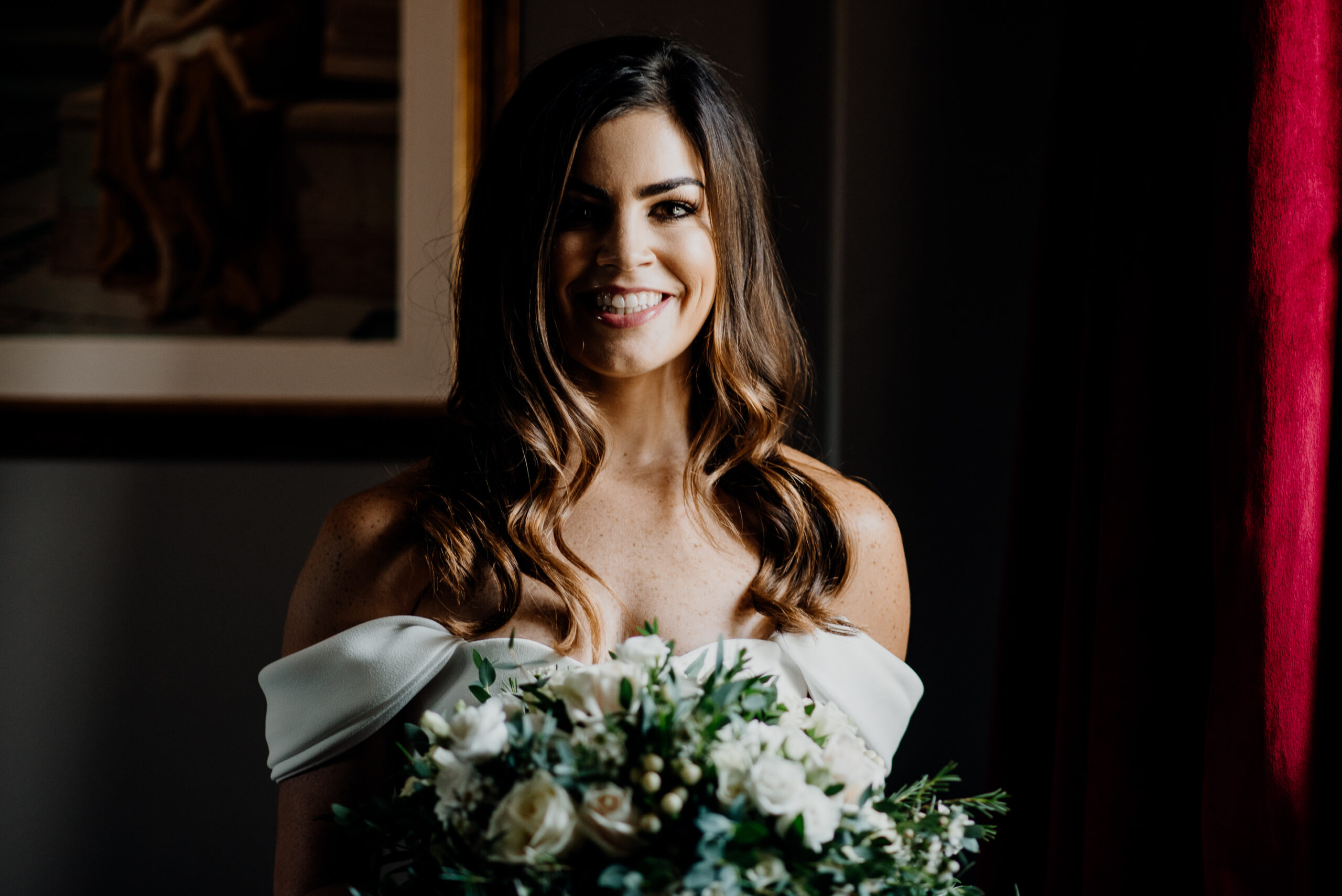 A woman holding flowers