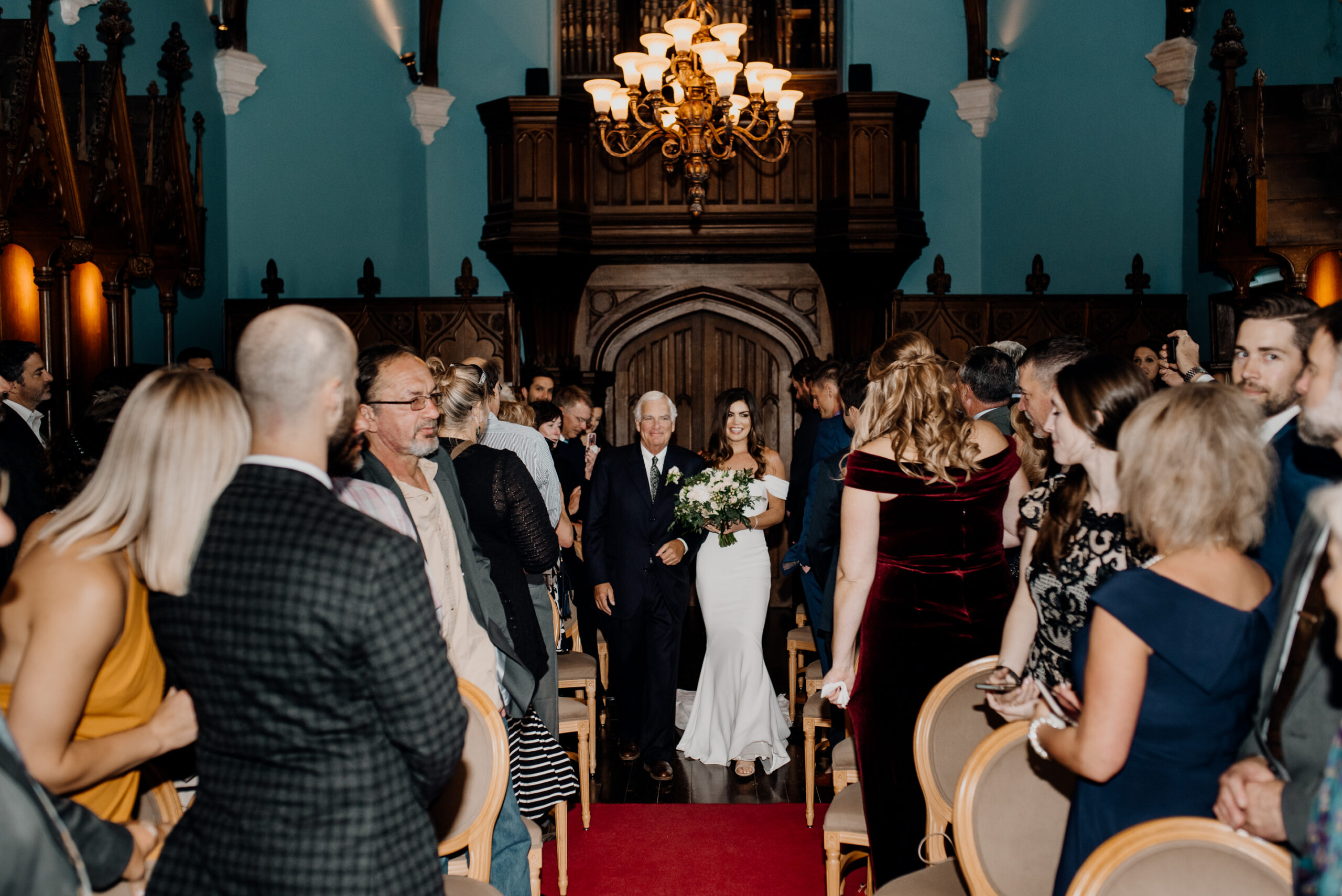 A group of people in a church