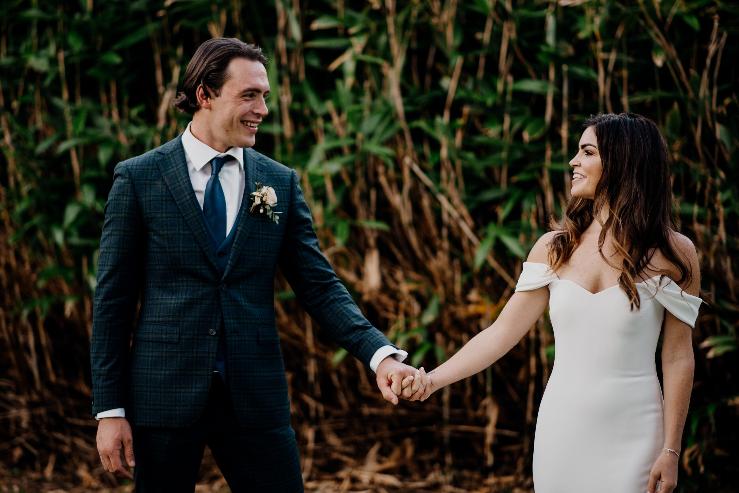 A man and woman holding hands