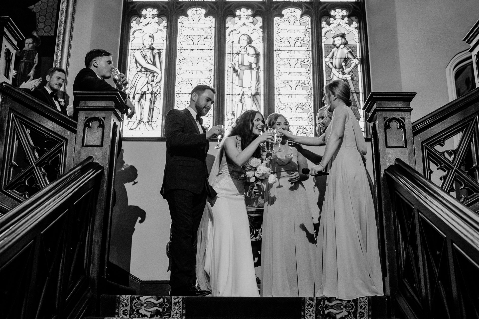 A bride and groom kissing