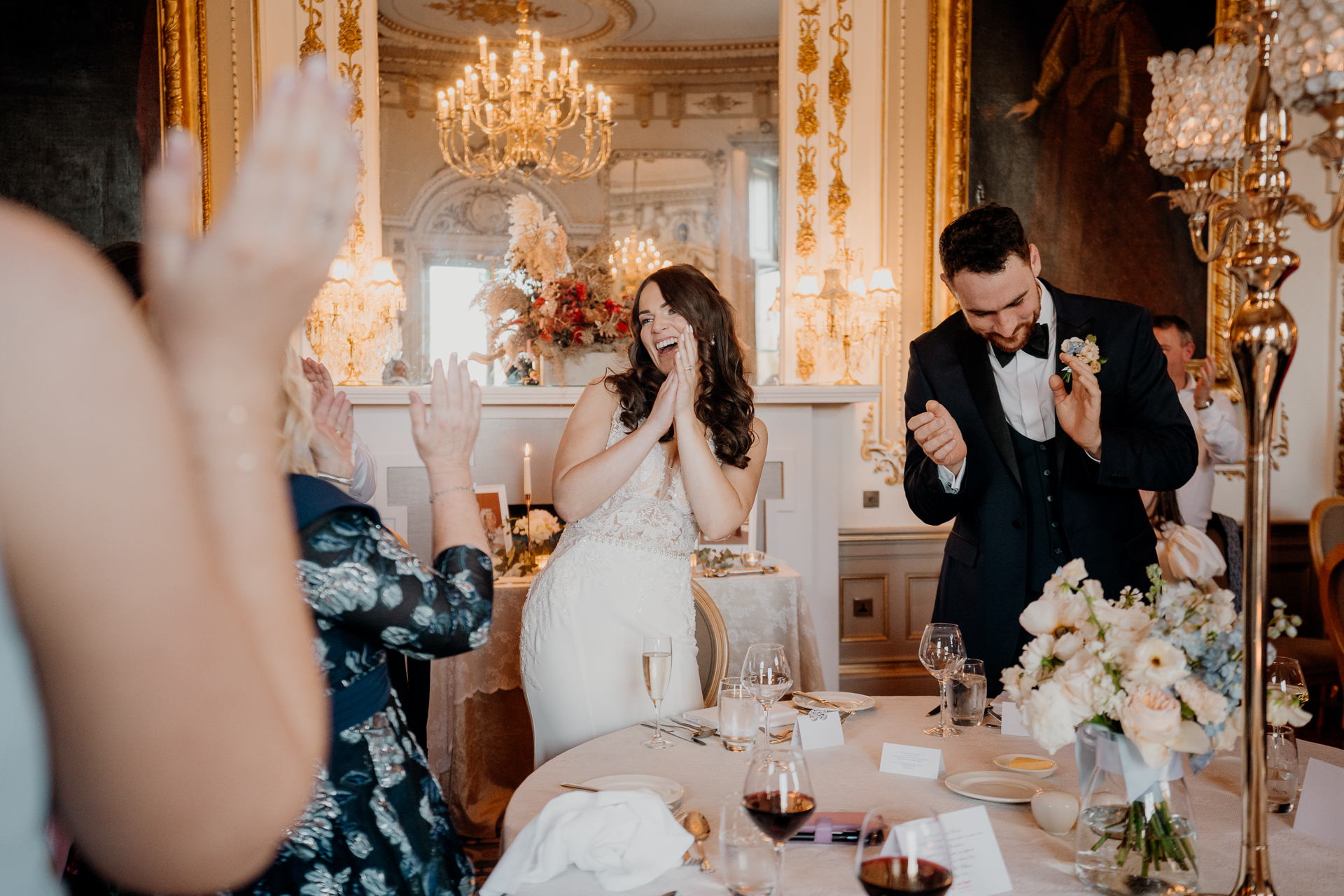 A man and woman in wedding attire