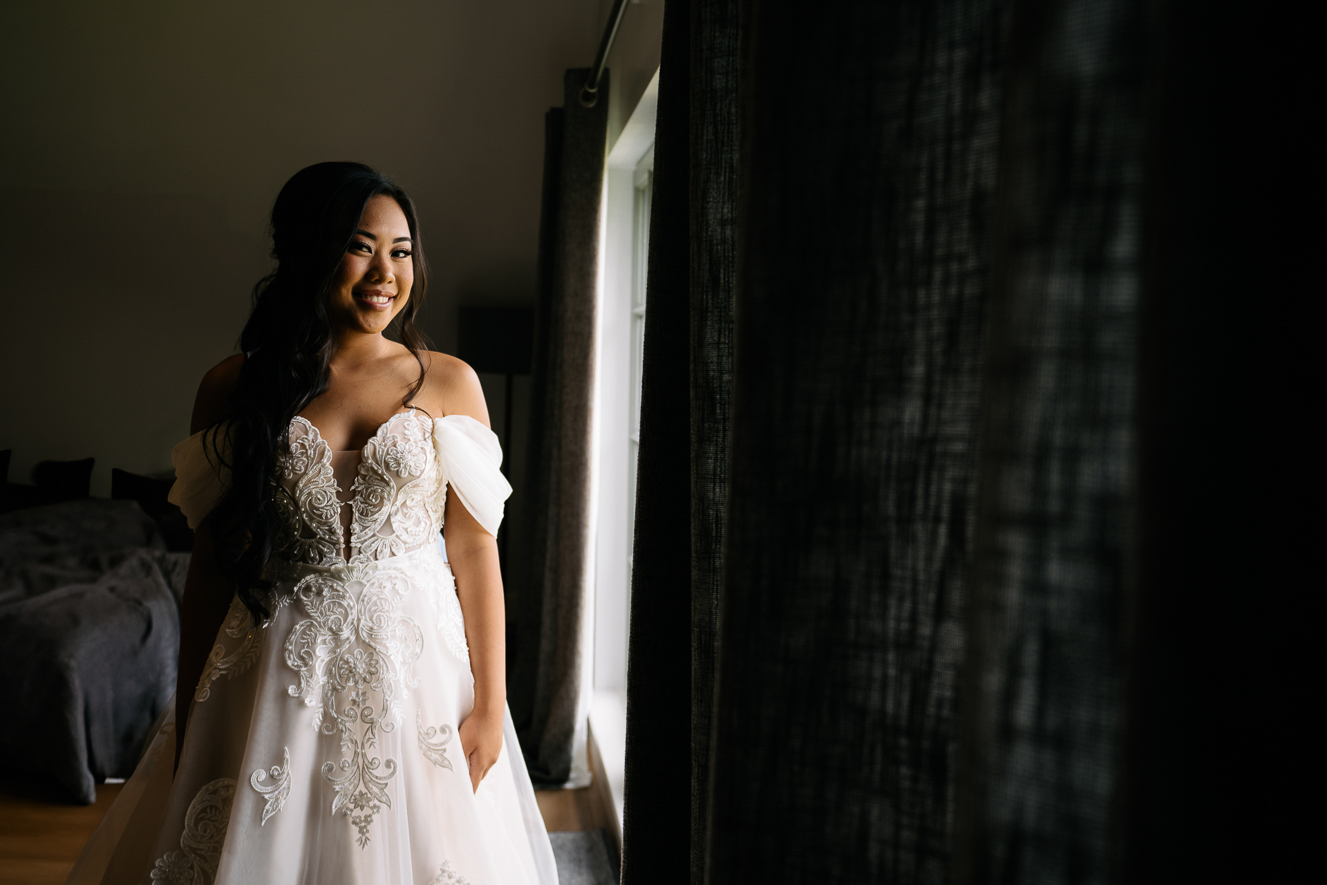 A woman in a white dress