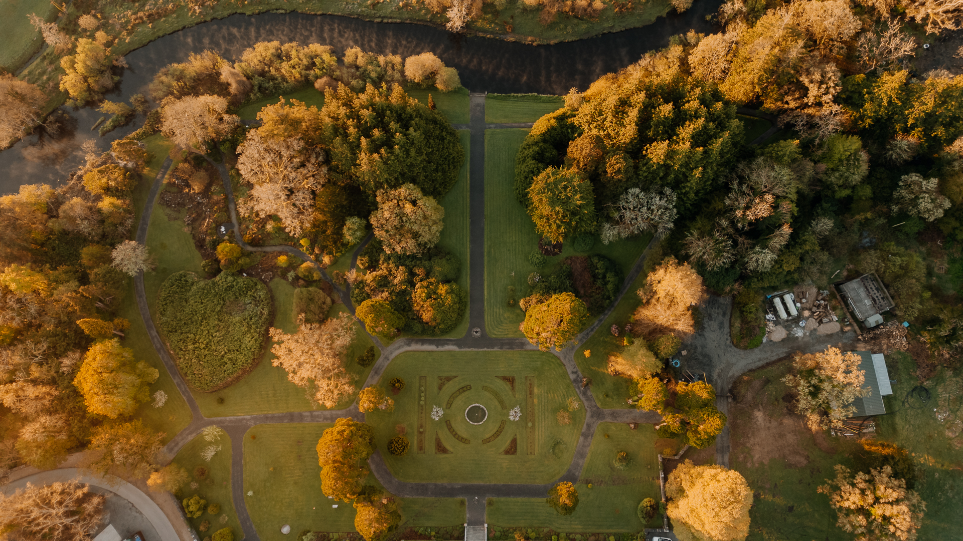 A garden with a pond