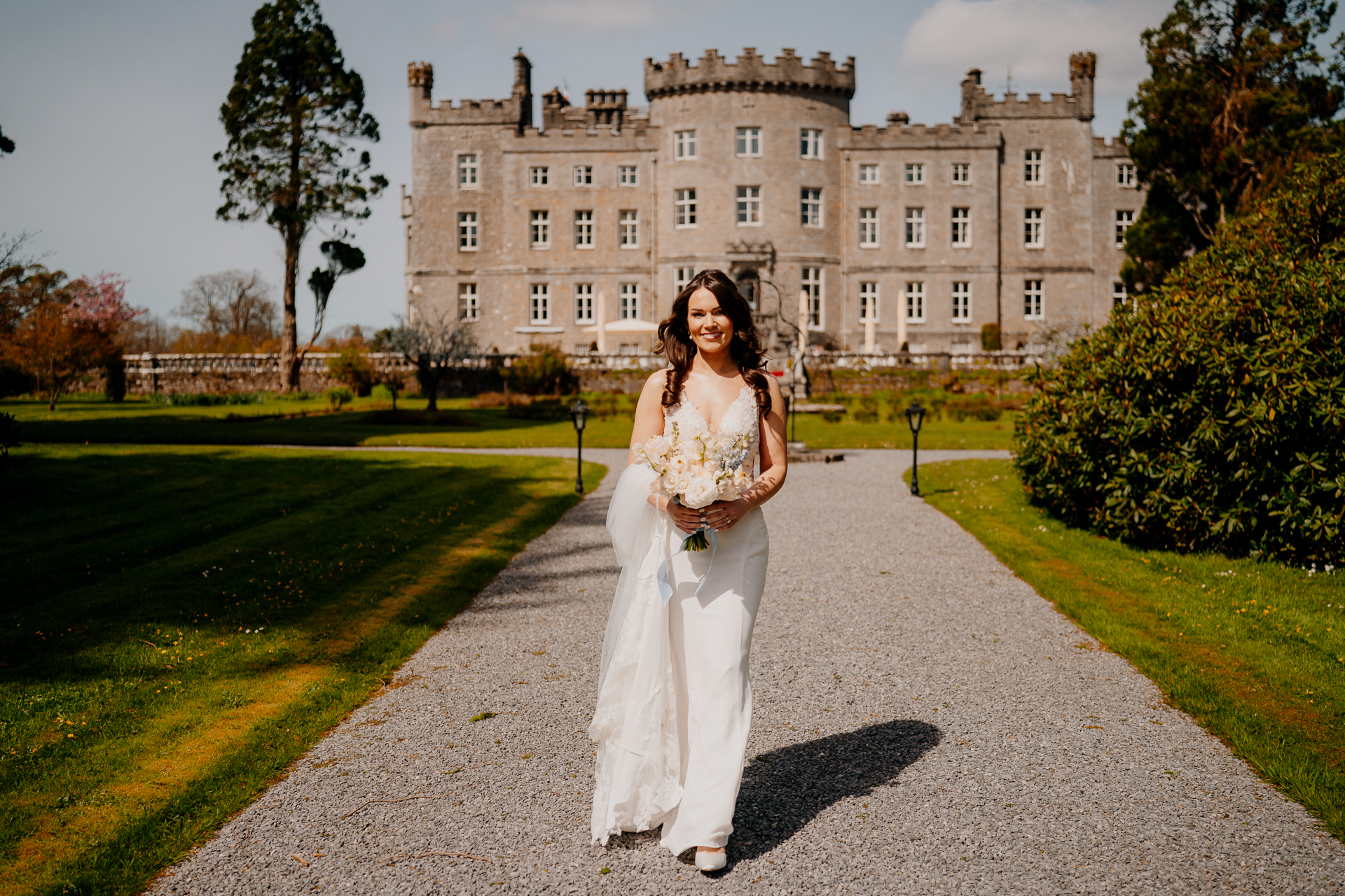 A woman in a white dress