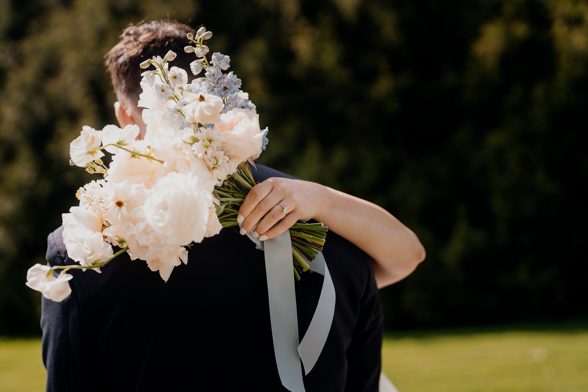 A person holding flowers