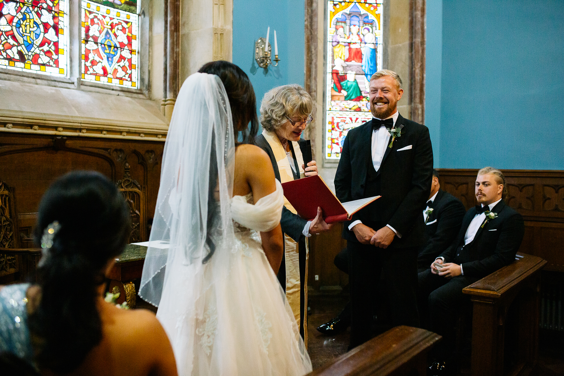 A bride and groom getting married