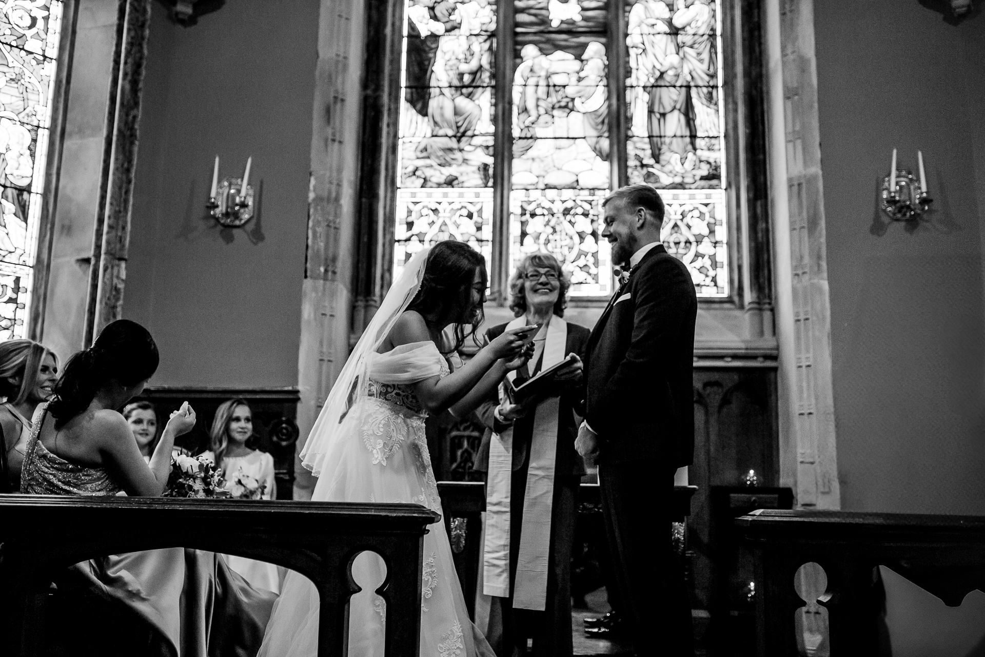 A bride and groom getting married