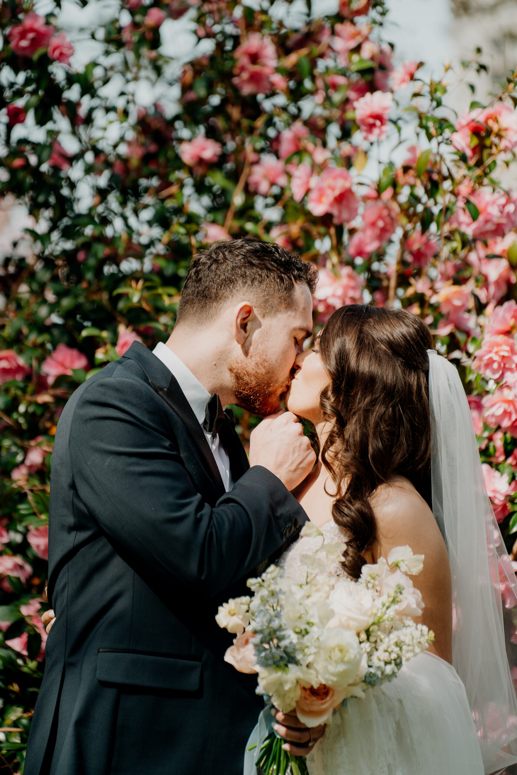 A man and woman kissing