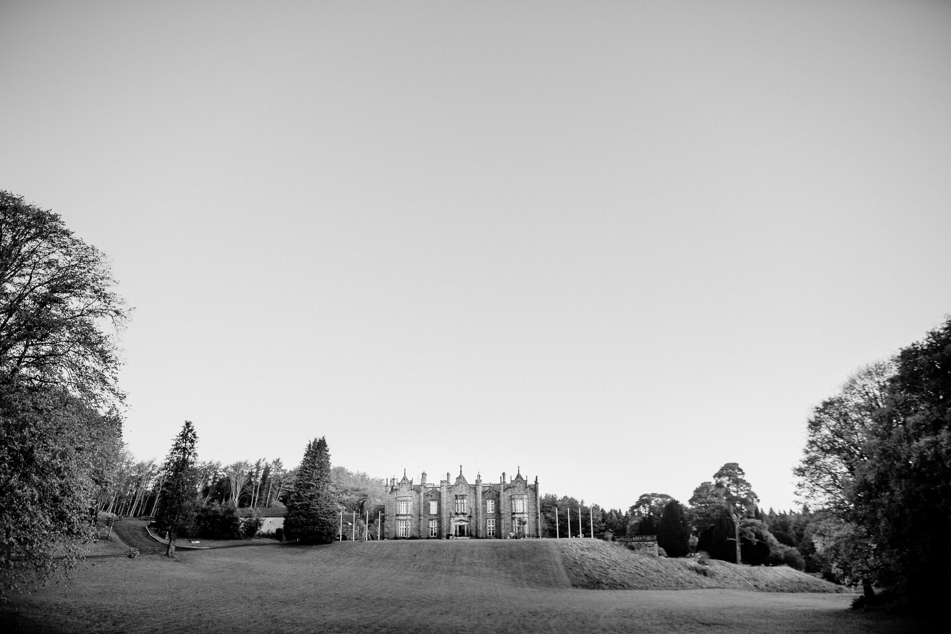 A large building on a hill