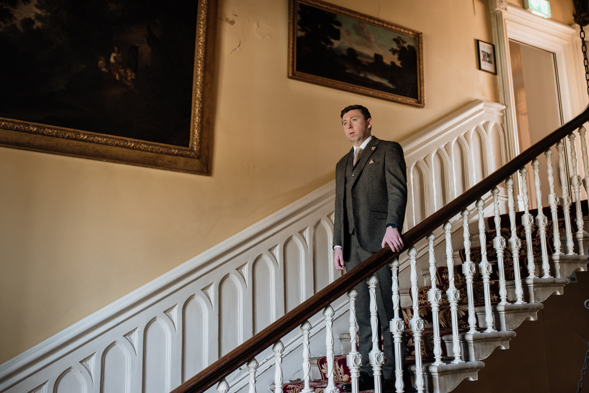 A man standing on a staircase