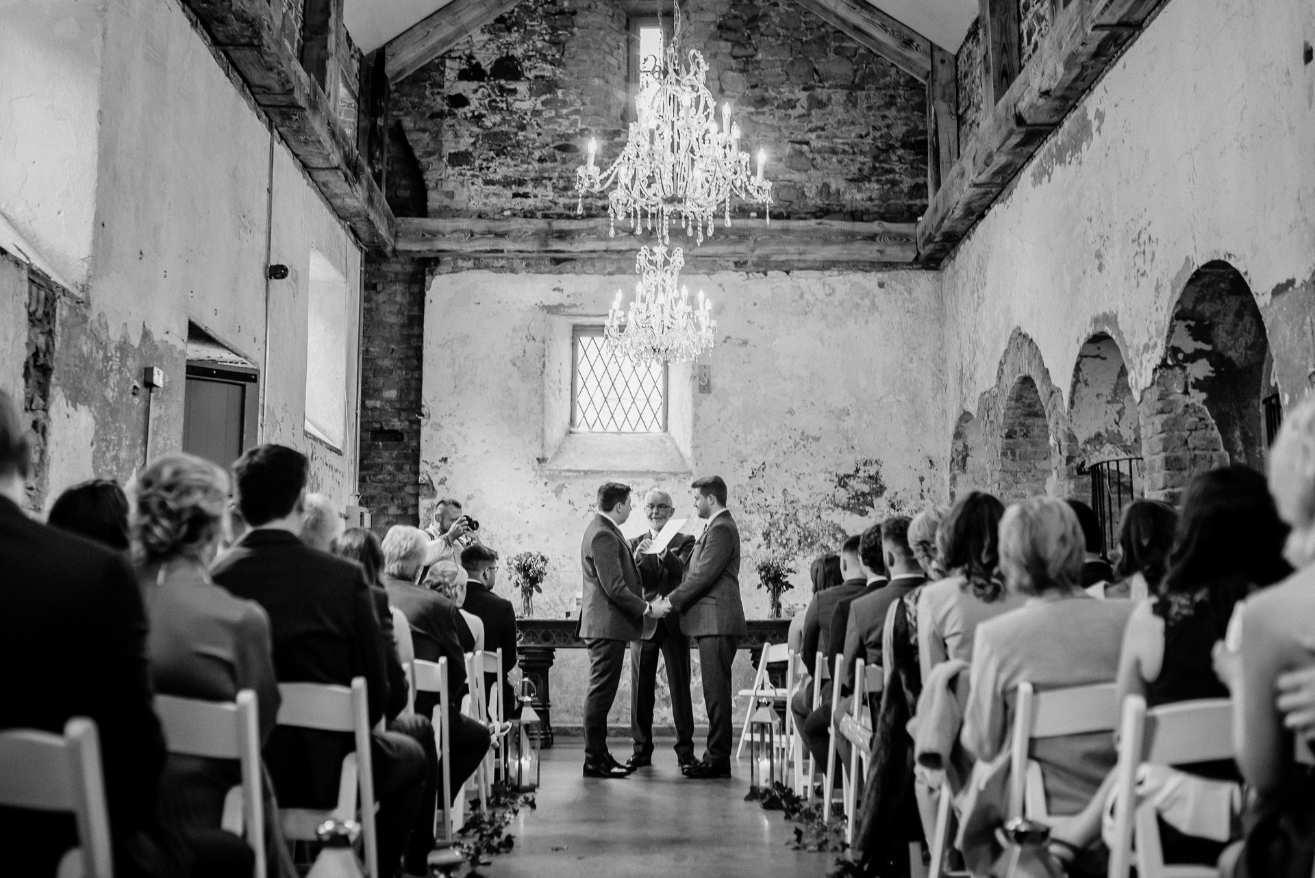 A group of people in a church