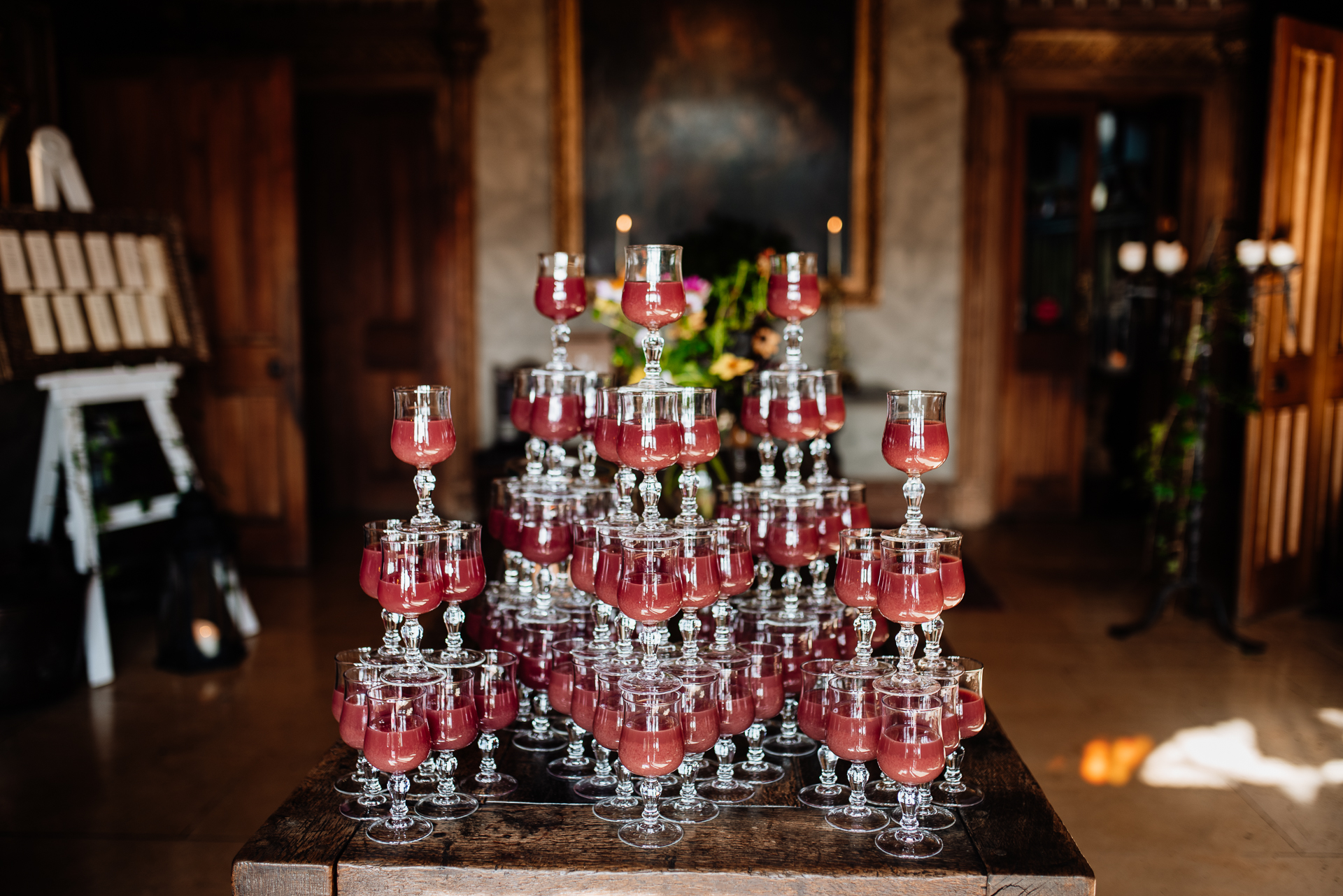 A group of wine glasses on a table