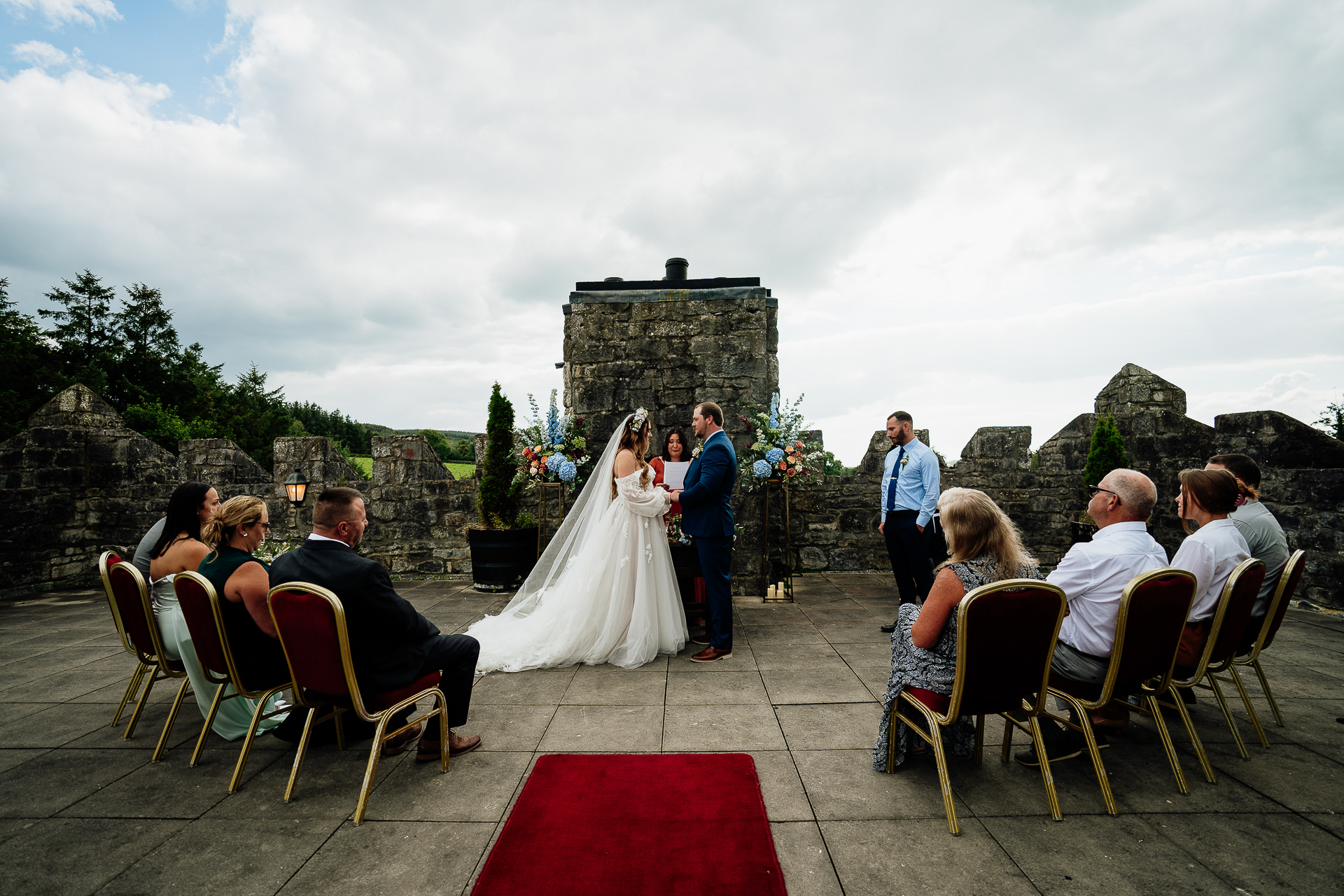 A bride and groom kissing