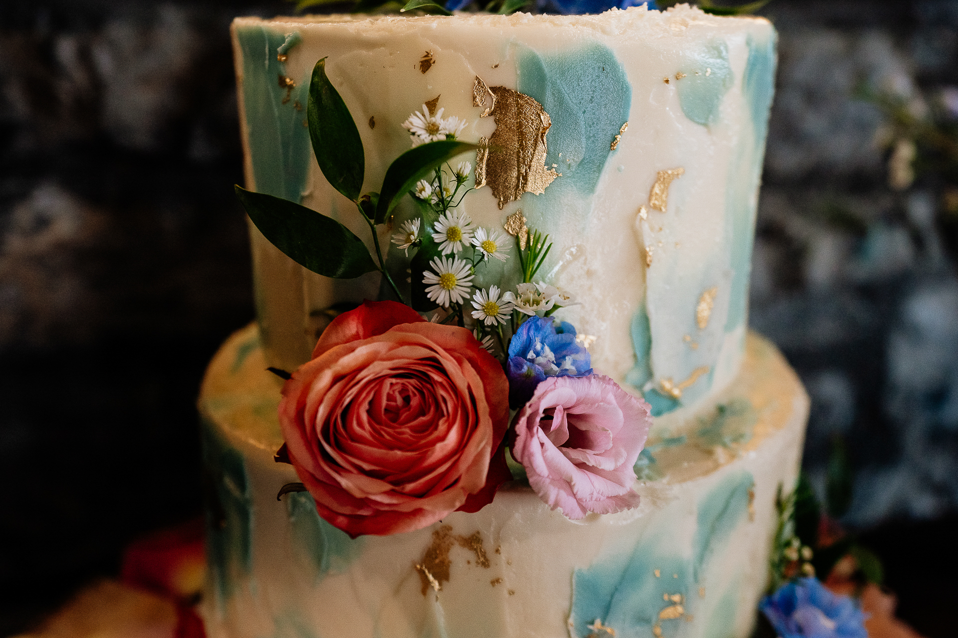 A cake with flowers on it