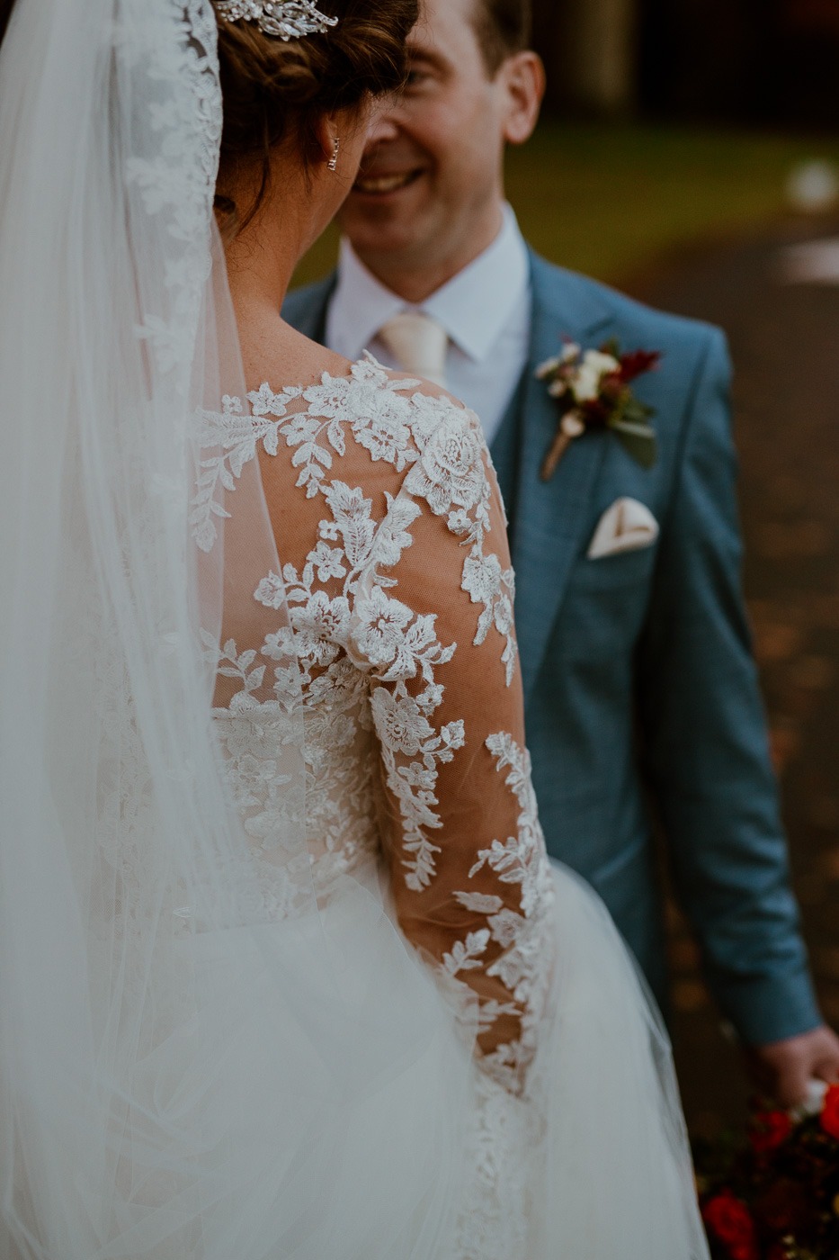 A person wearing a wedding dress