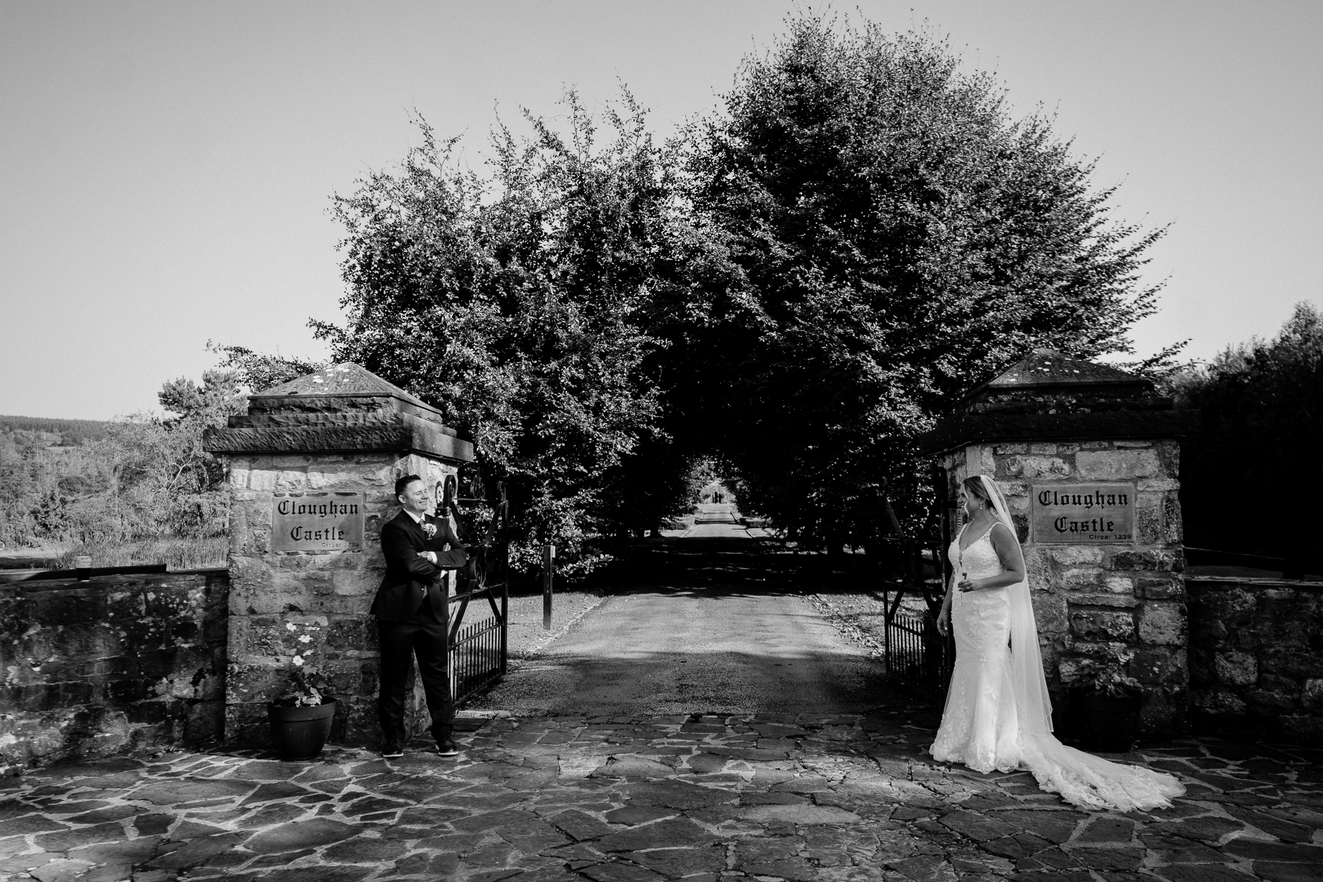 A bride and groom kissing