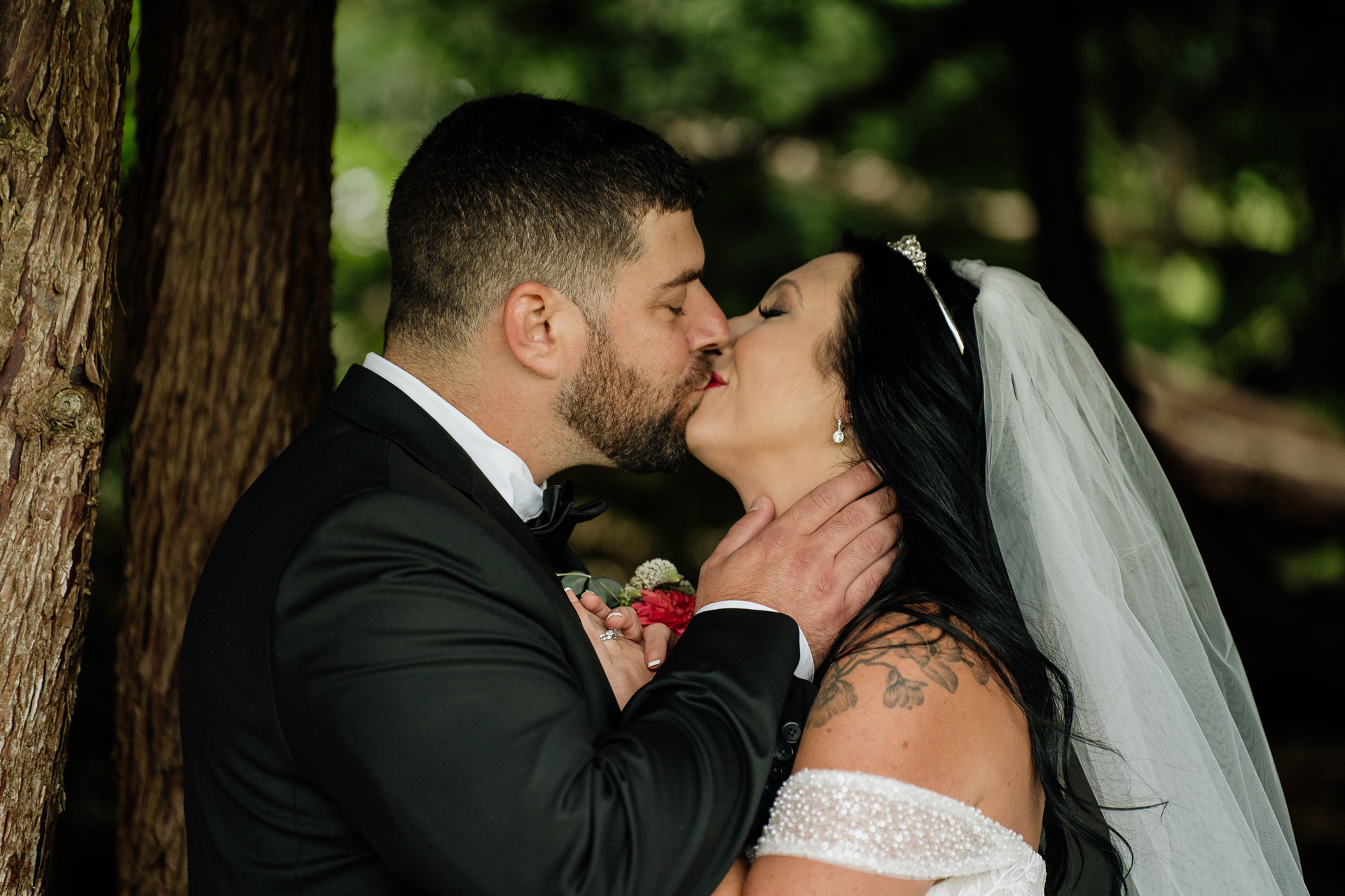 A man and woman kissing