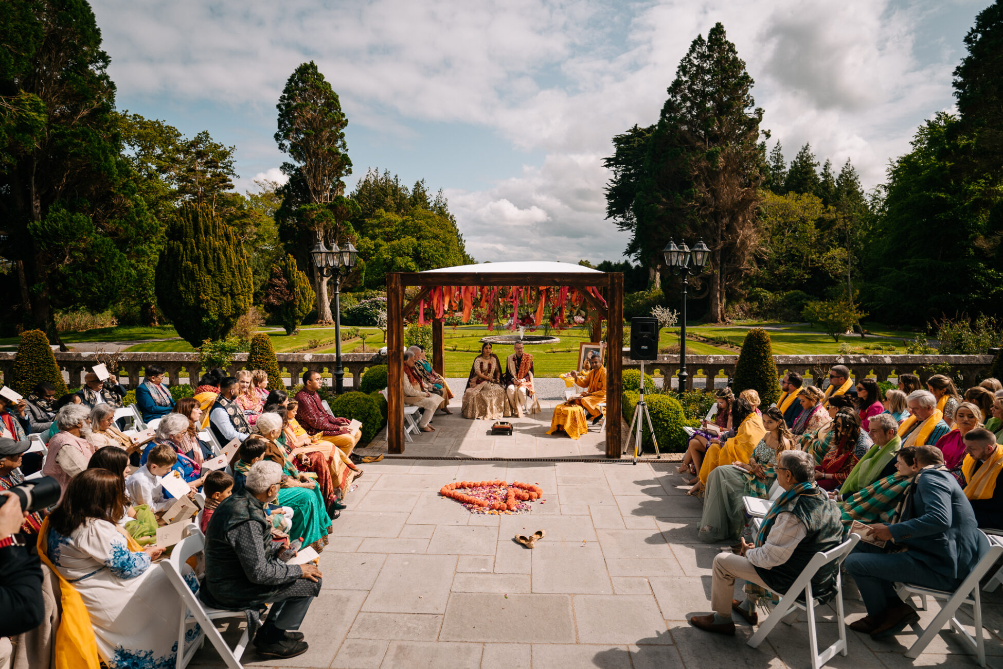 A group of people sitting on chairs