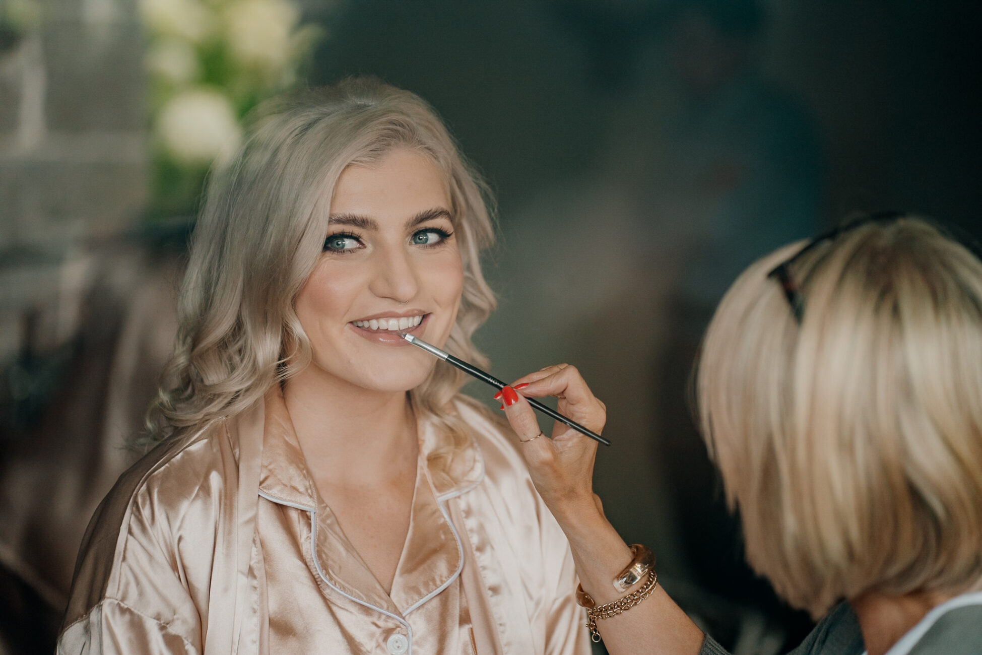 A woman brushing her teeth