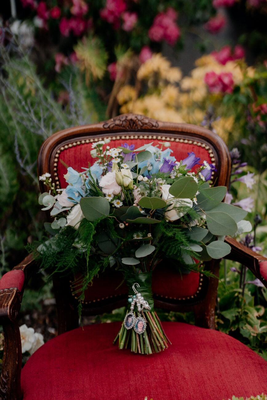 A bouquet of flowers on a table