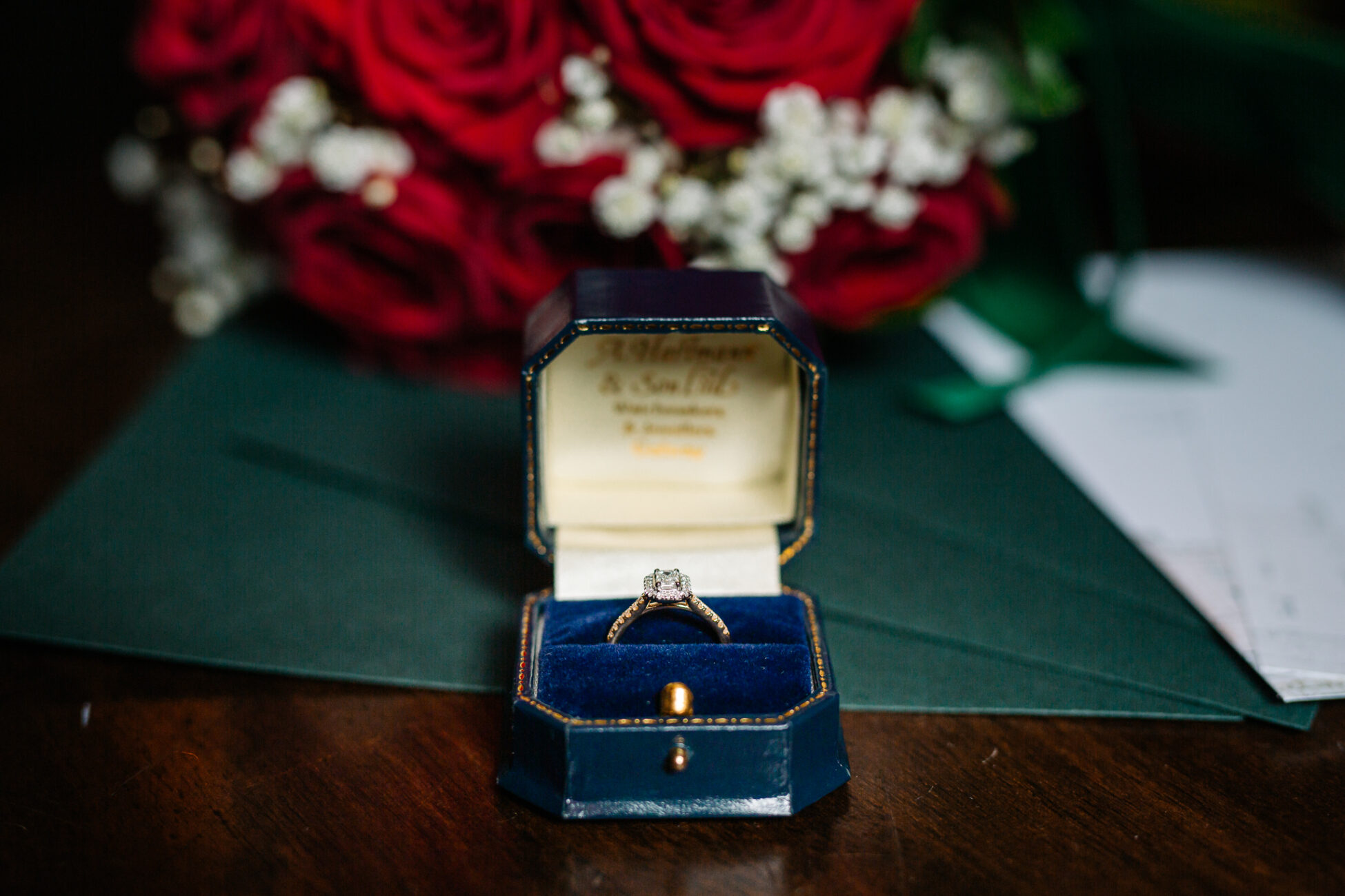 A small box with a key on a table