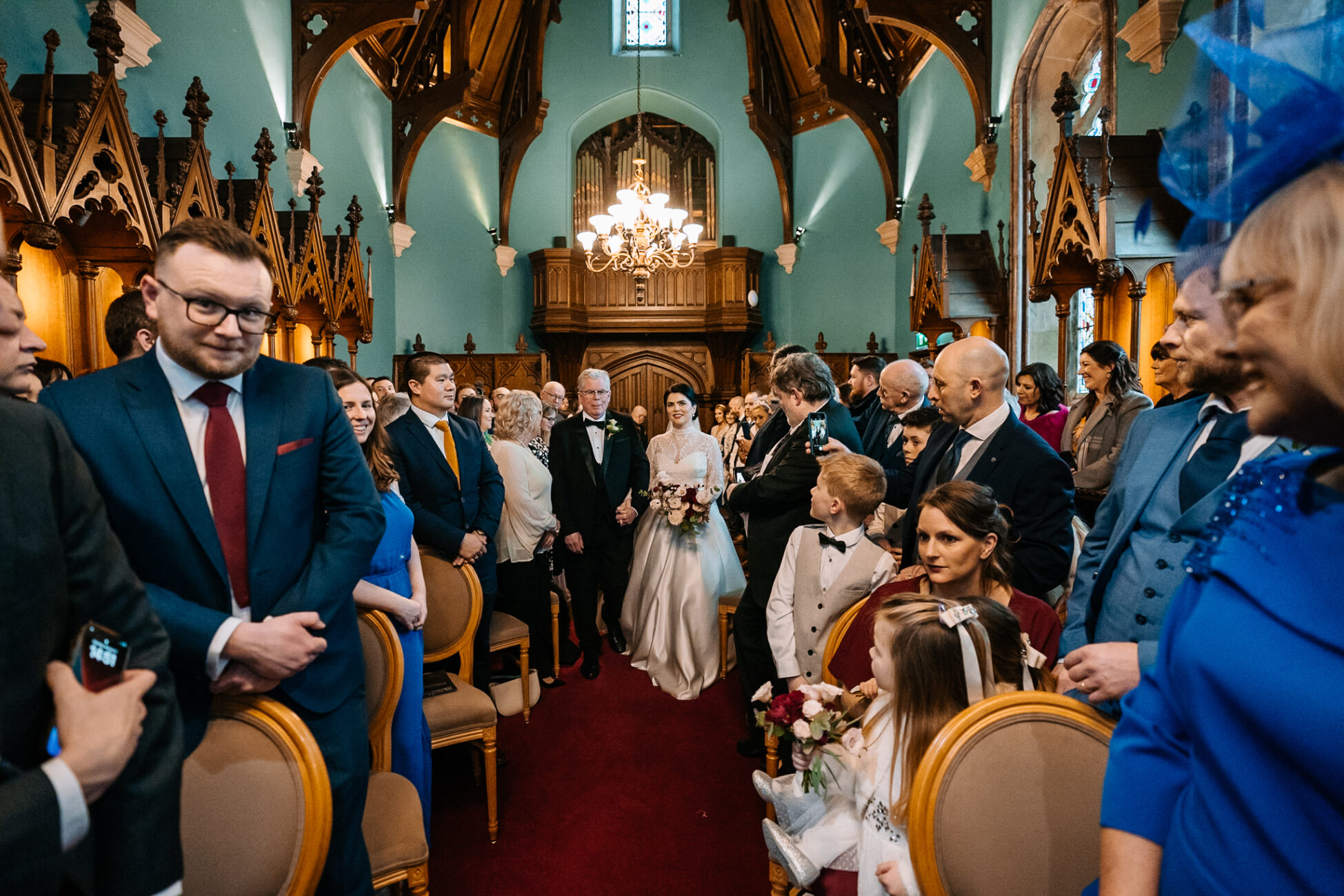 A group of people in a church