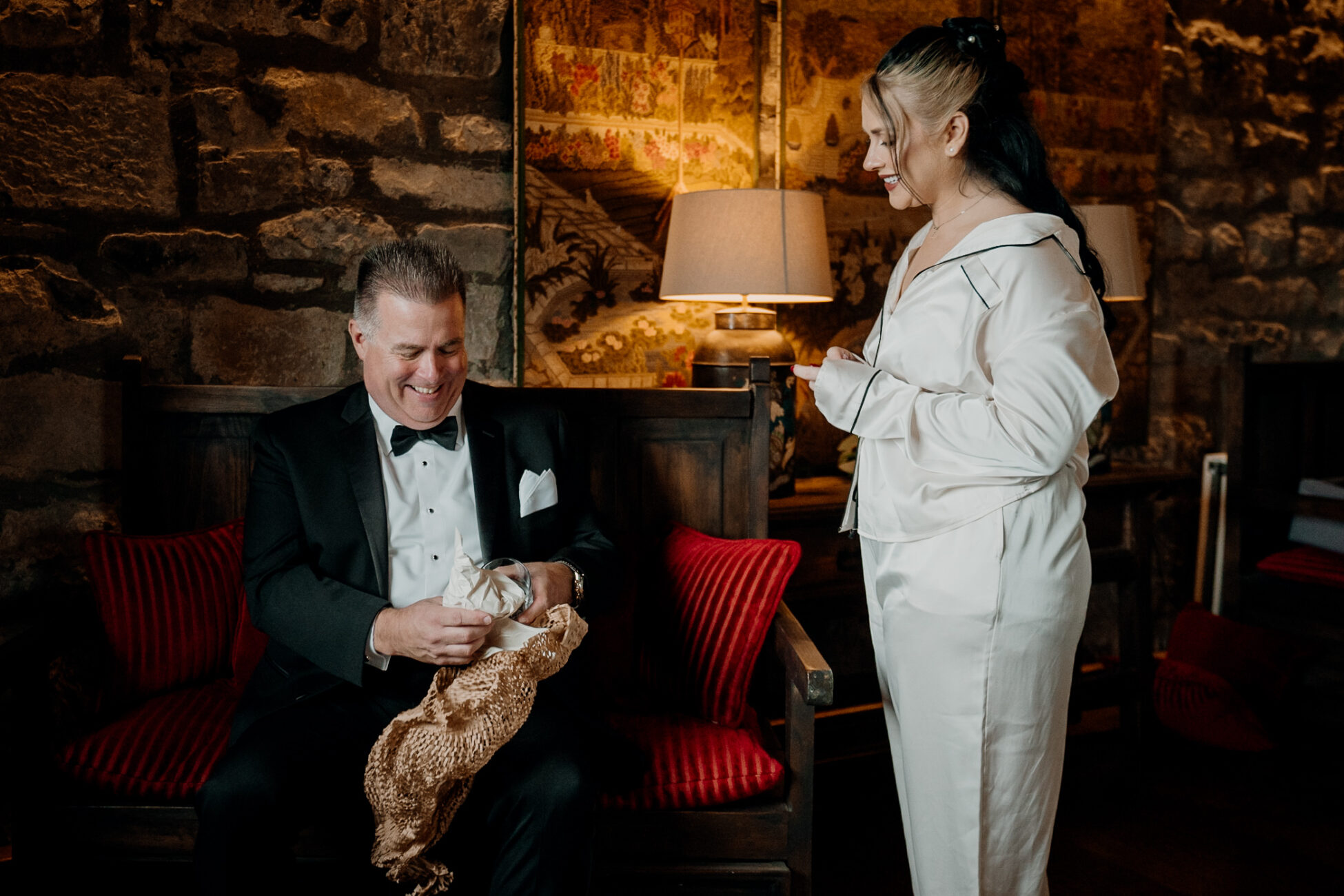 A man and woman in formal wear