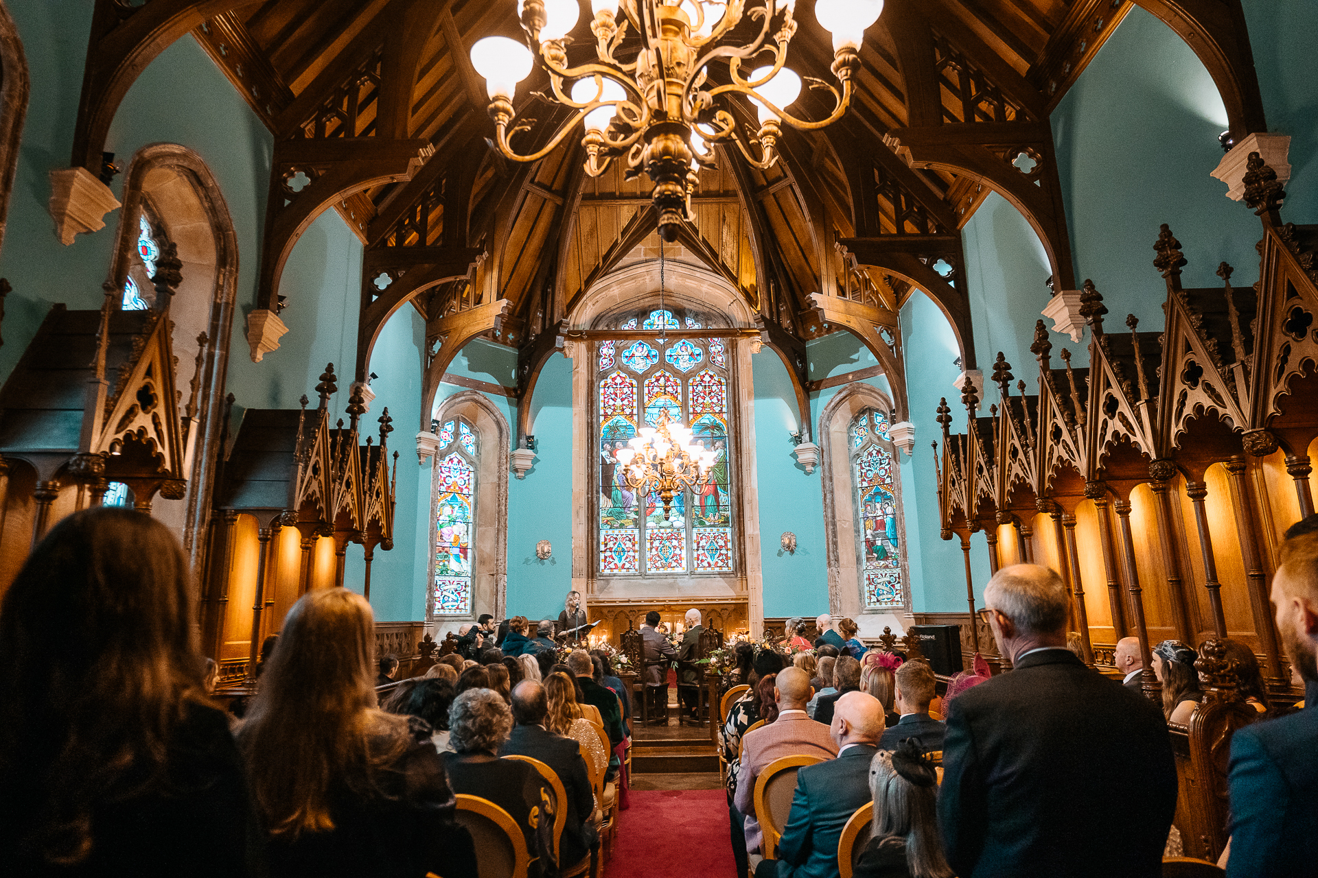 A group of people in a church