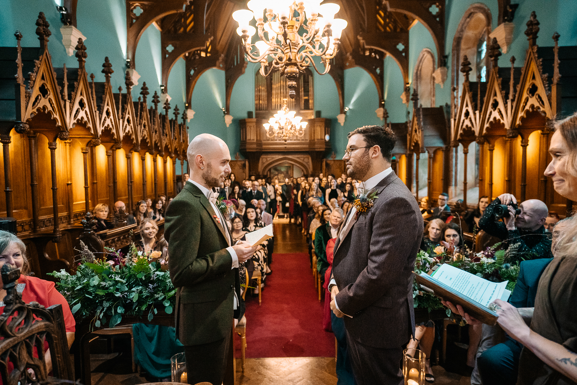 A group of people in a church