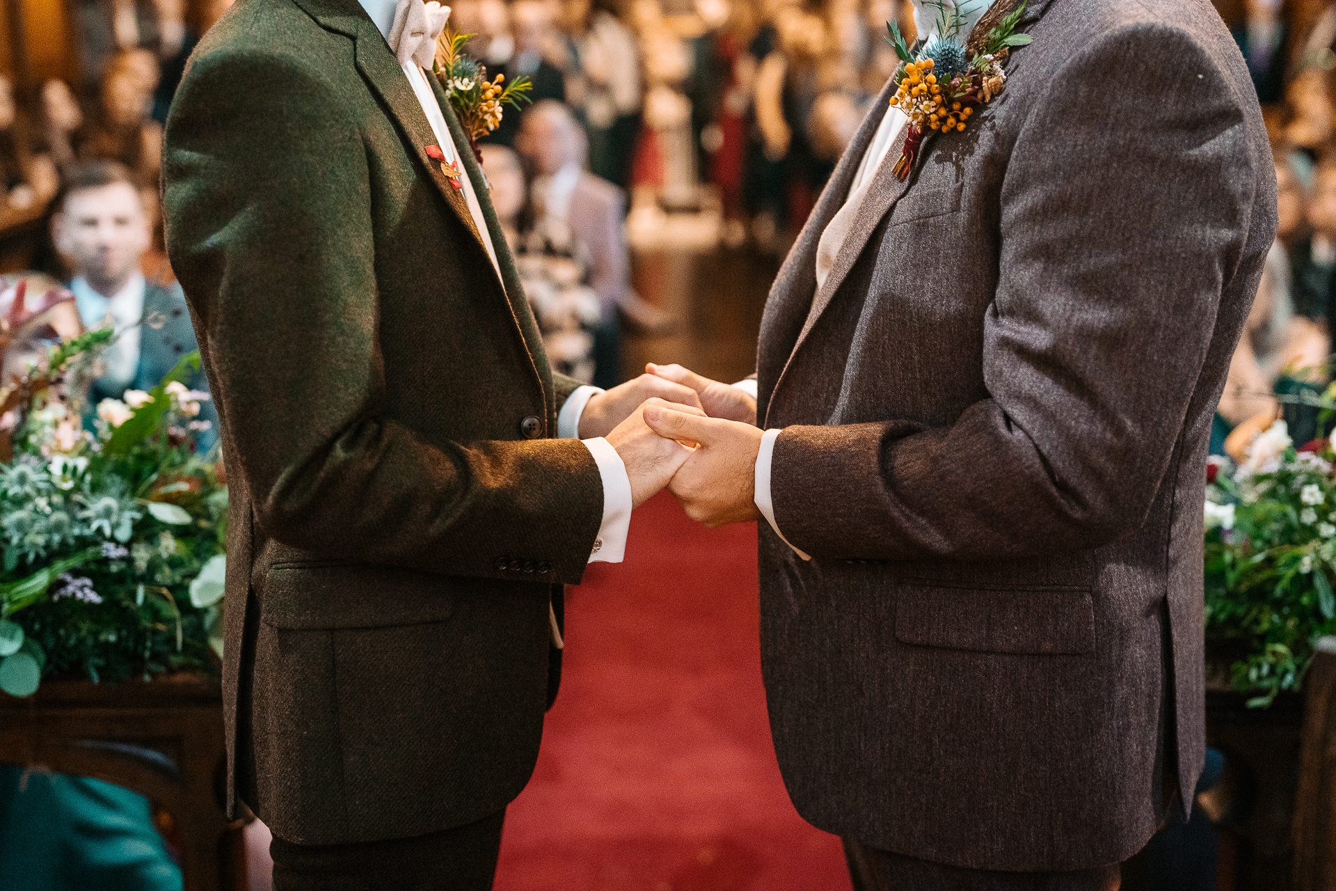 A man and woman holding hands