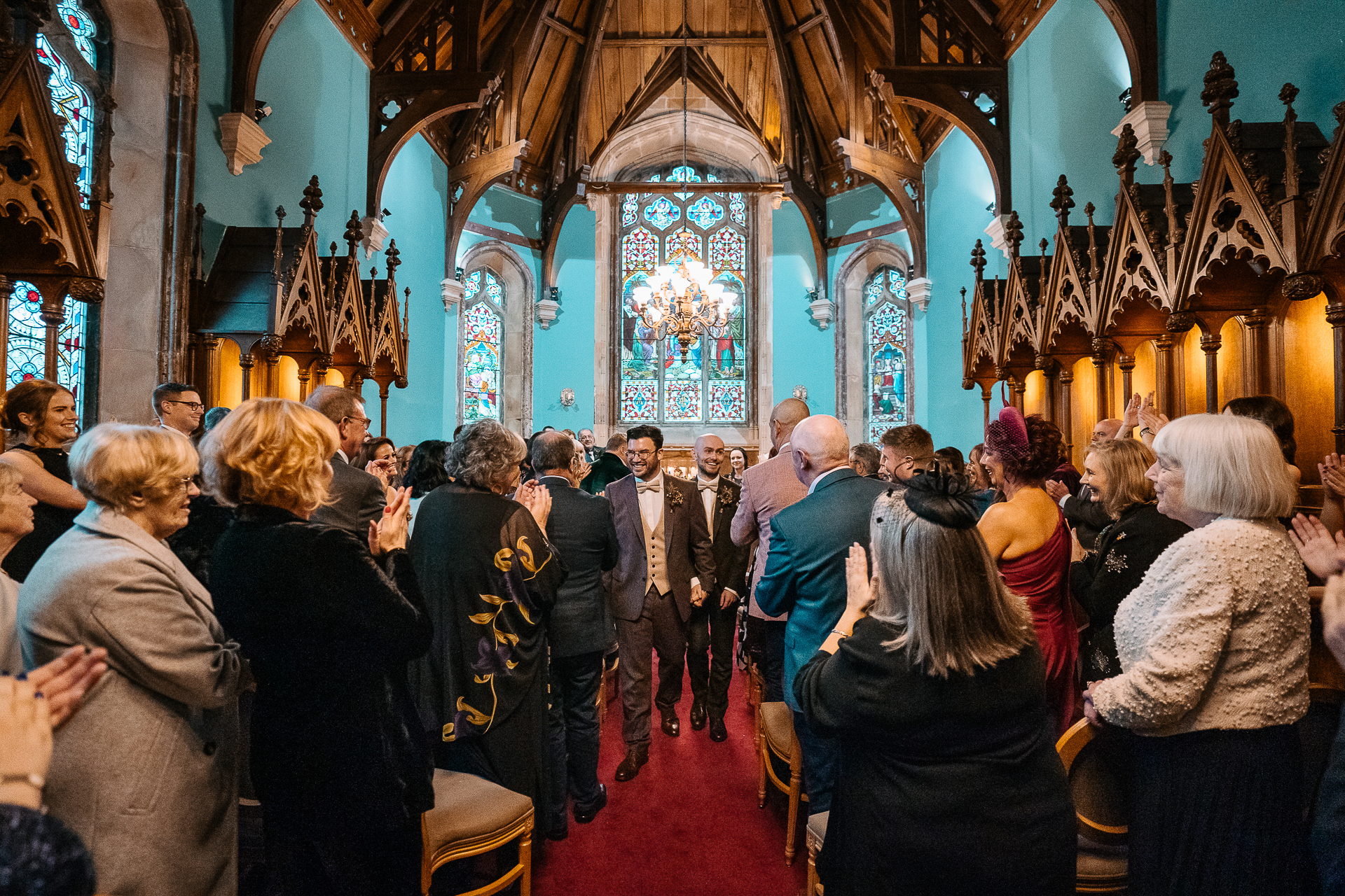 A group of people in a church