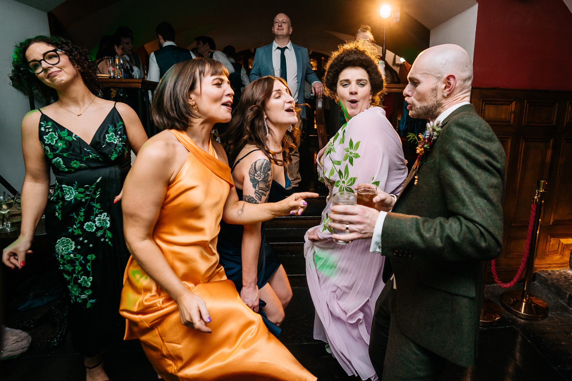 A group of people in formal wear