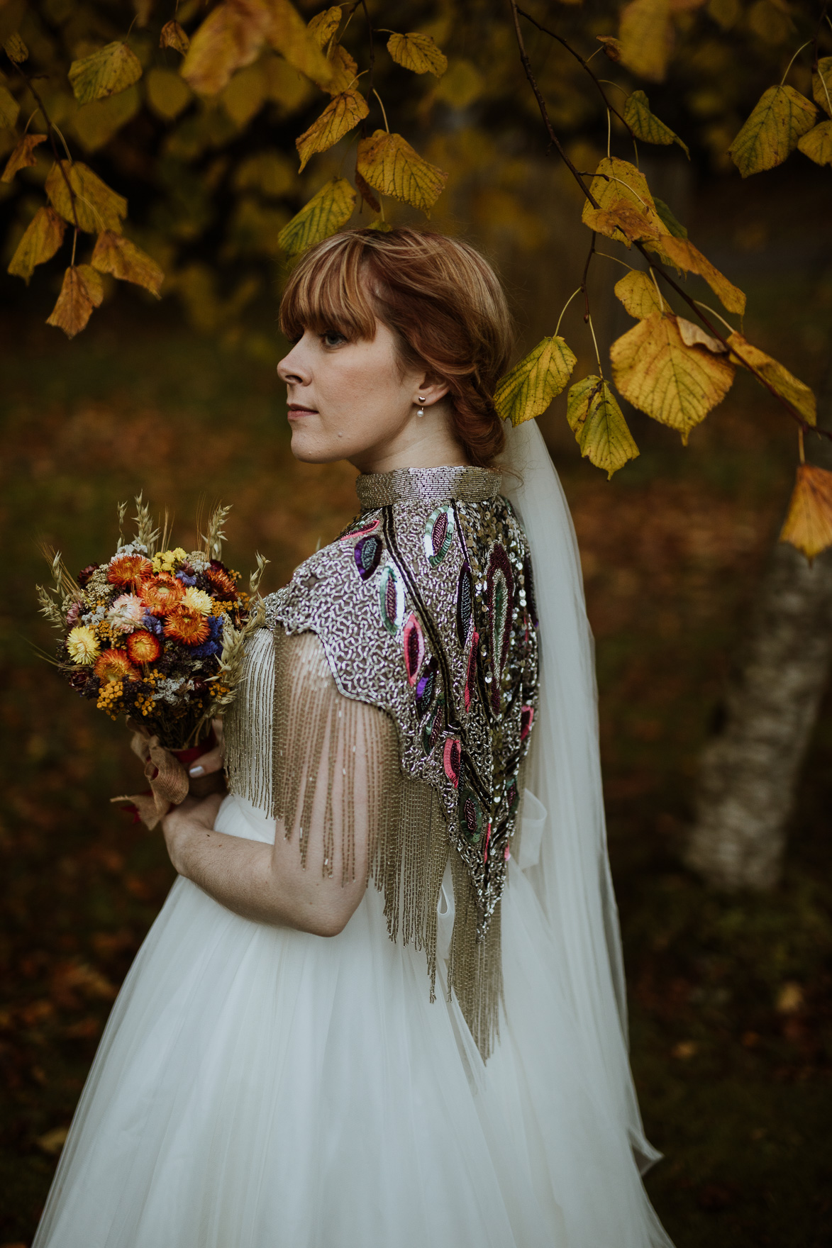 A woman wearing a wedding dress